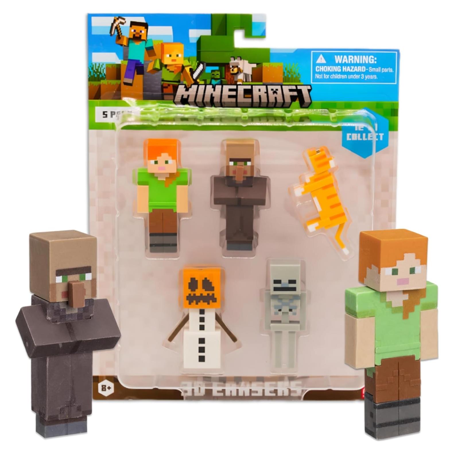 Borradores 3D Mine Craft P.M.I. Set de 5 Figuras 12 Personajes