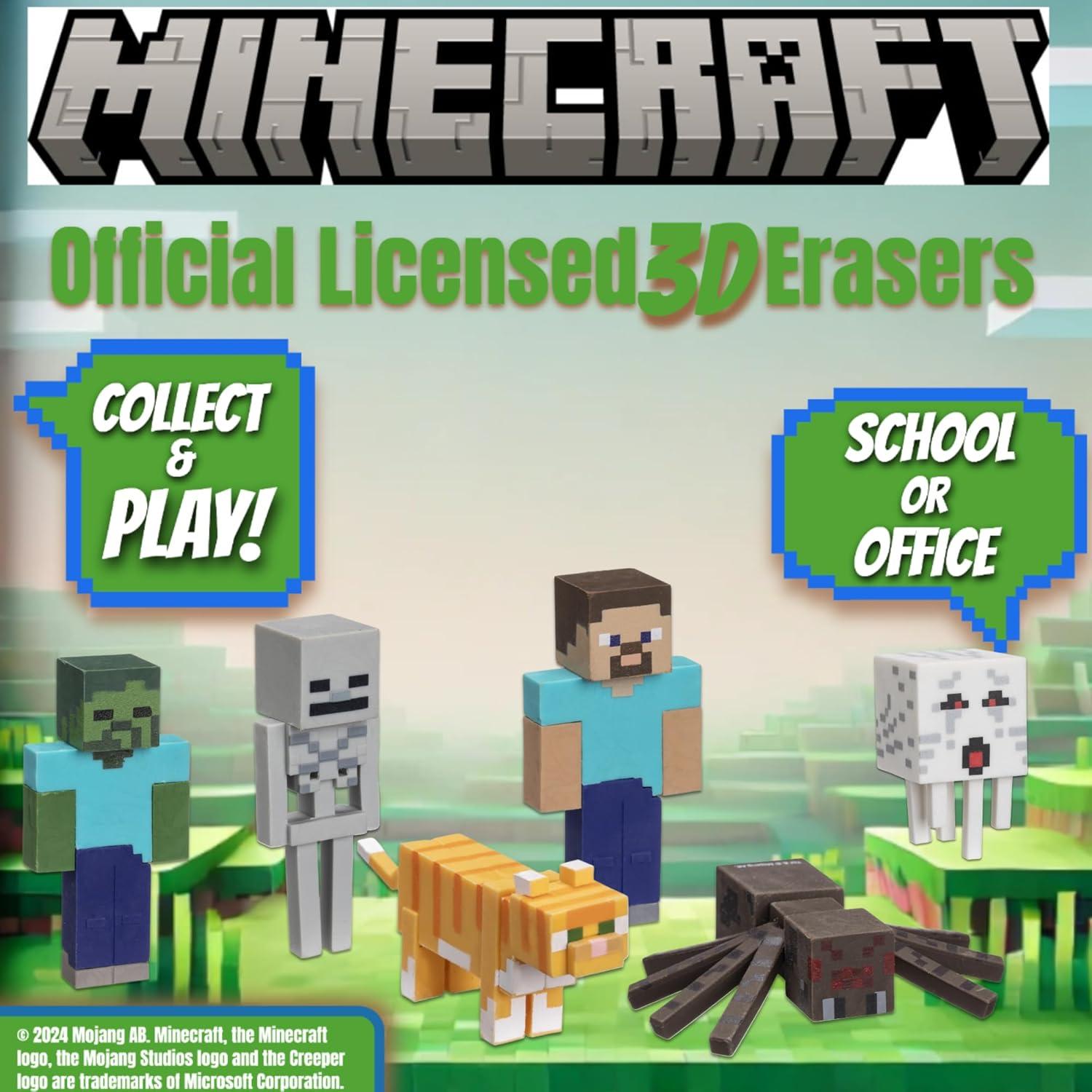 Borradores 3D Mine Craft P.M.I. Set de 5 Figuras 12 Personajes