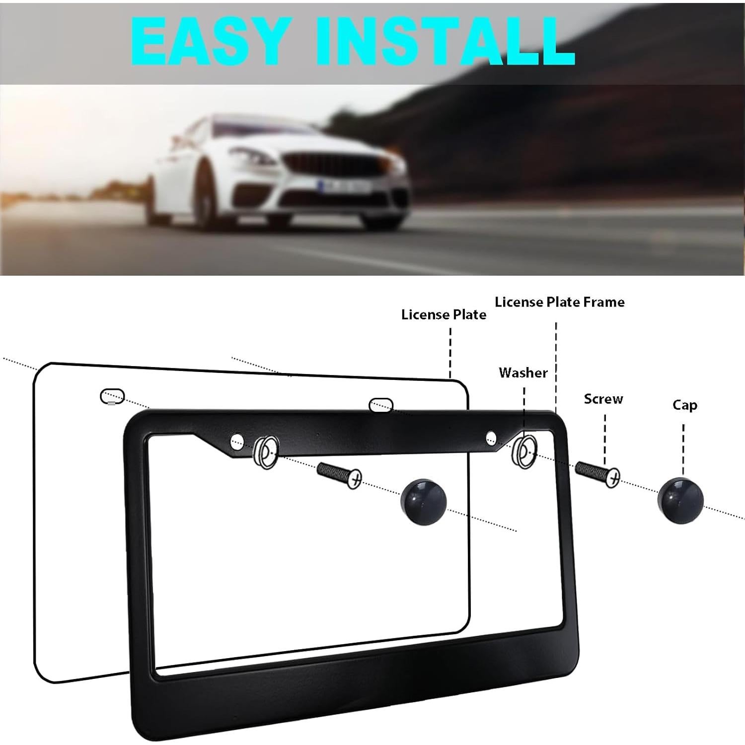 Marco de Placa de Licencia Negro Shutuan - Conjunto de 2 Unidades