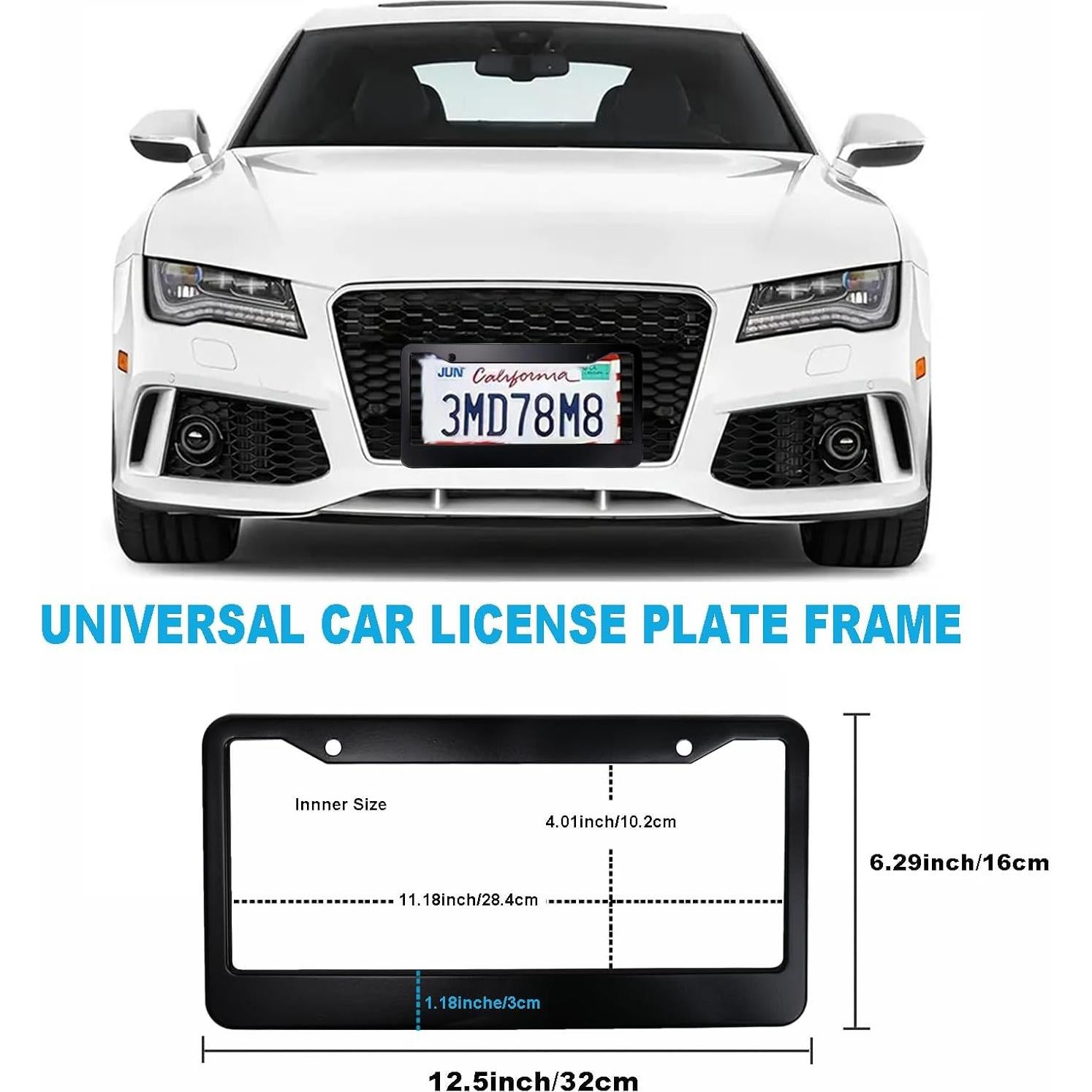 Marco de Placa de Licencia Negro Shutuan - Conjunto de 2 Unidades