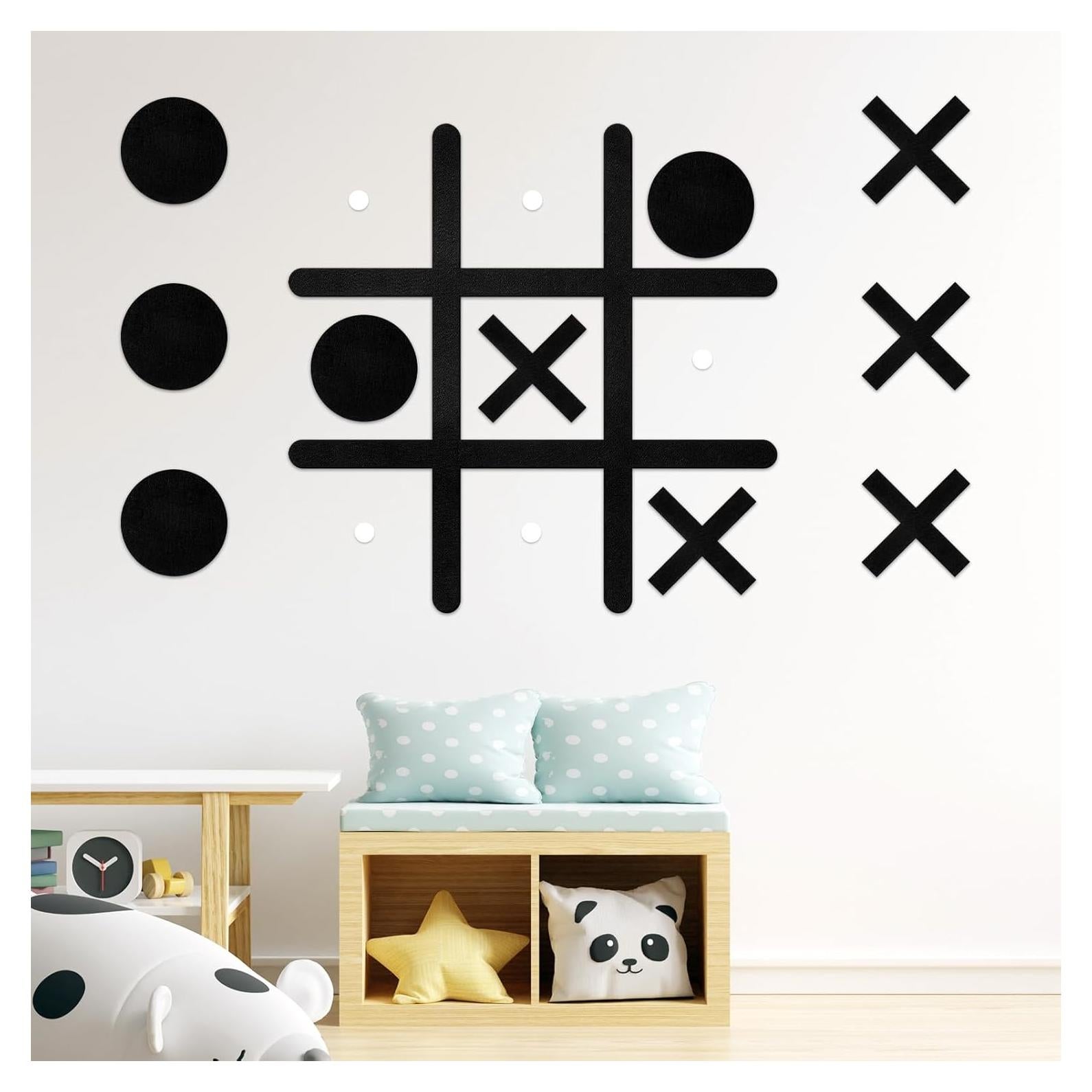 Juego de Tres en Raya VercanMonth Pared Fieltro Negro 42x42cm