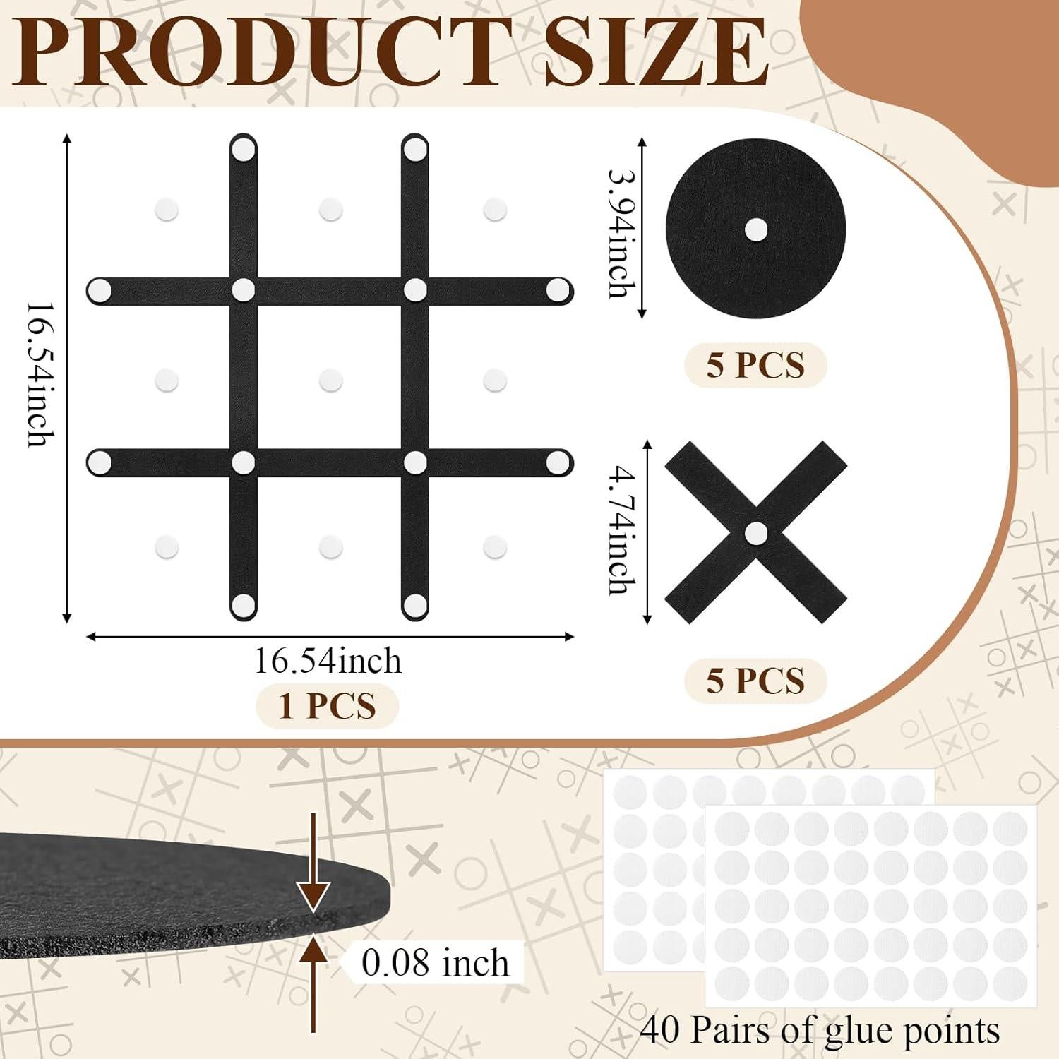 Juego de Tres en Raya VercanMonth Pared Fieltro Negro 42x42cm