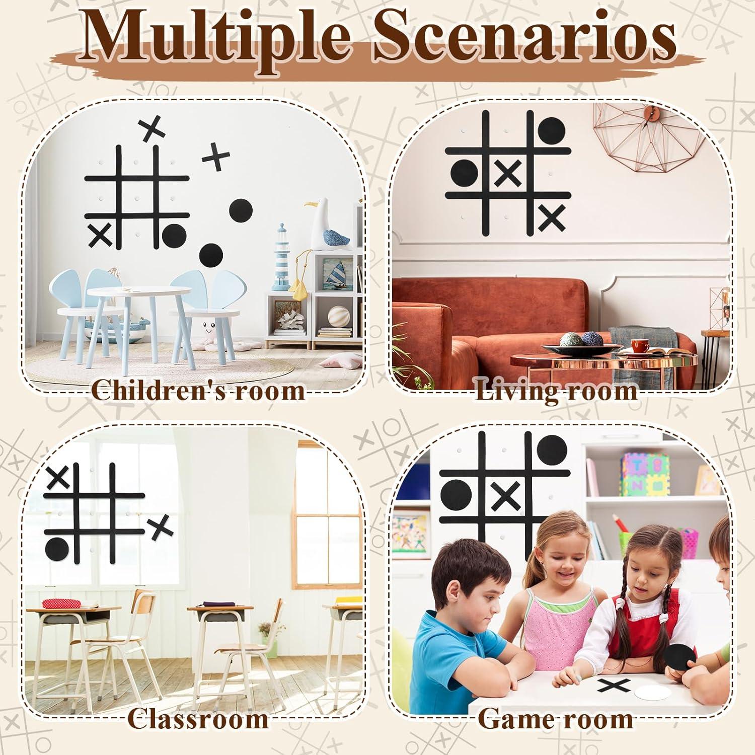 Juego de Tres en Raya VercanMonth Pared Fieltro Negro 42x42cm