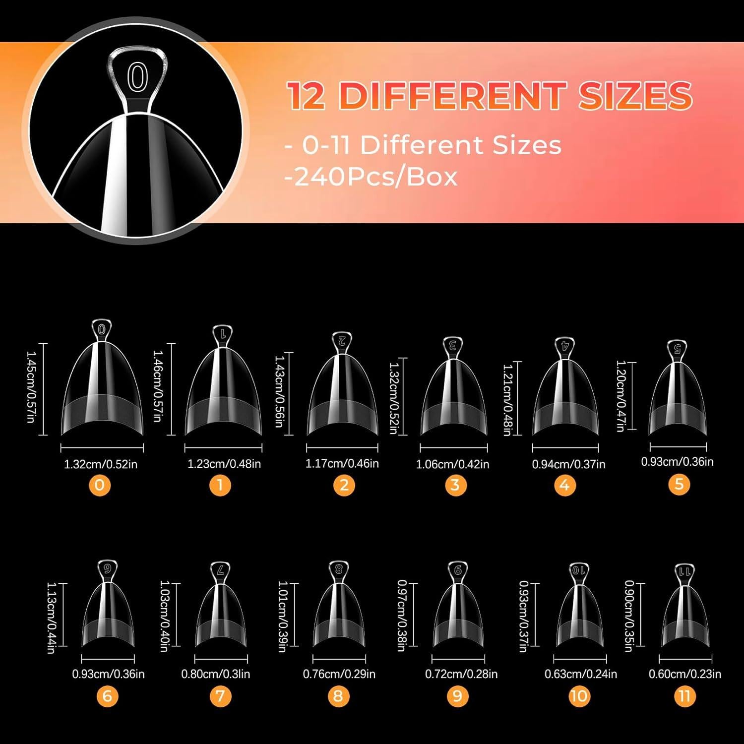 Consejos de Uñas Almendradas Cortas Ranrose 240PCS Gel Mate