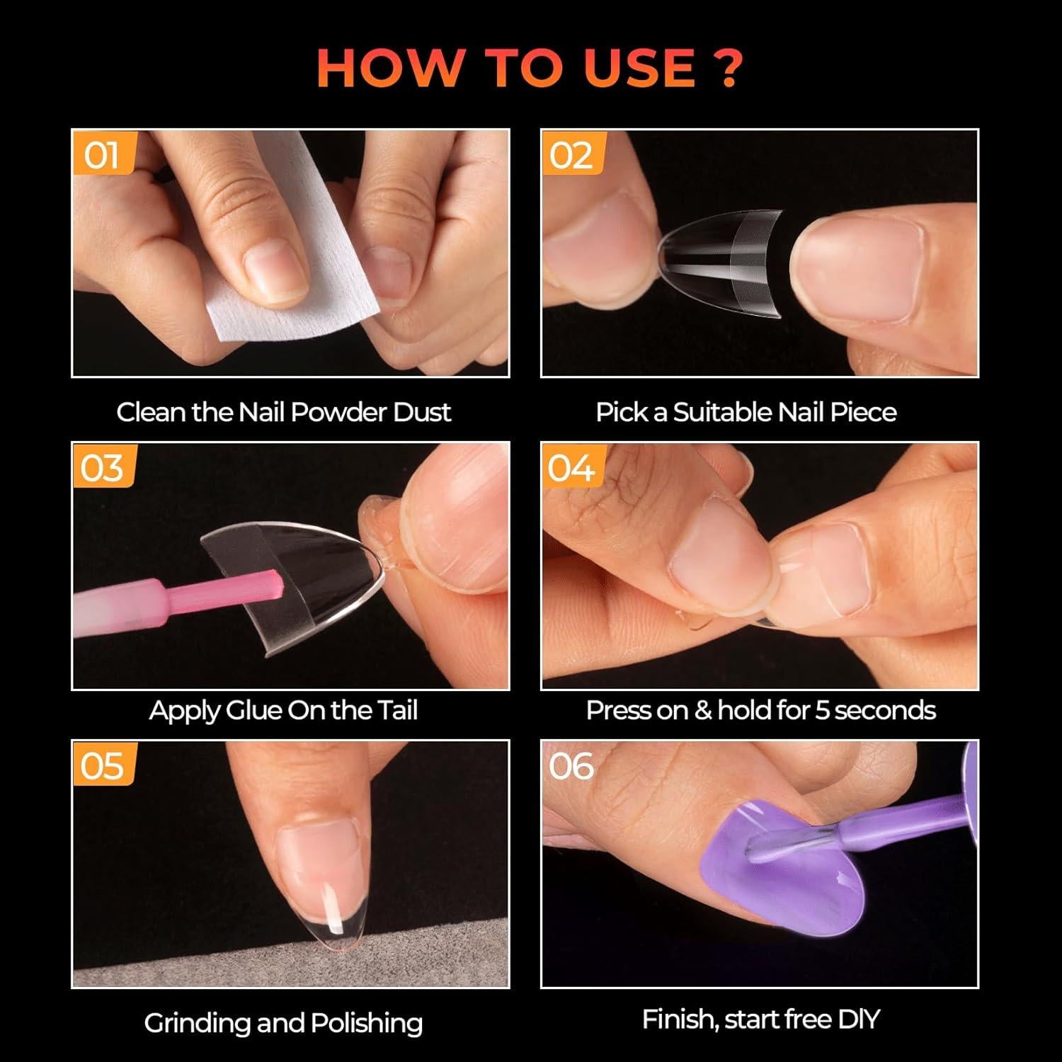 Consejos de Uñas Almendradas Cortas Ranrose 240PCS Gel Mate