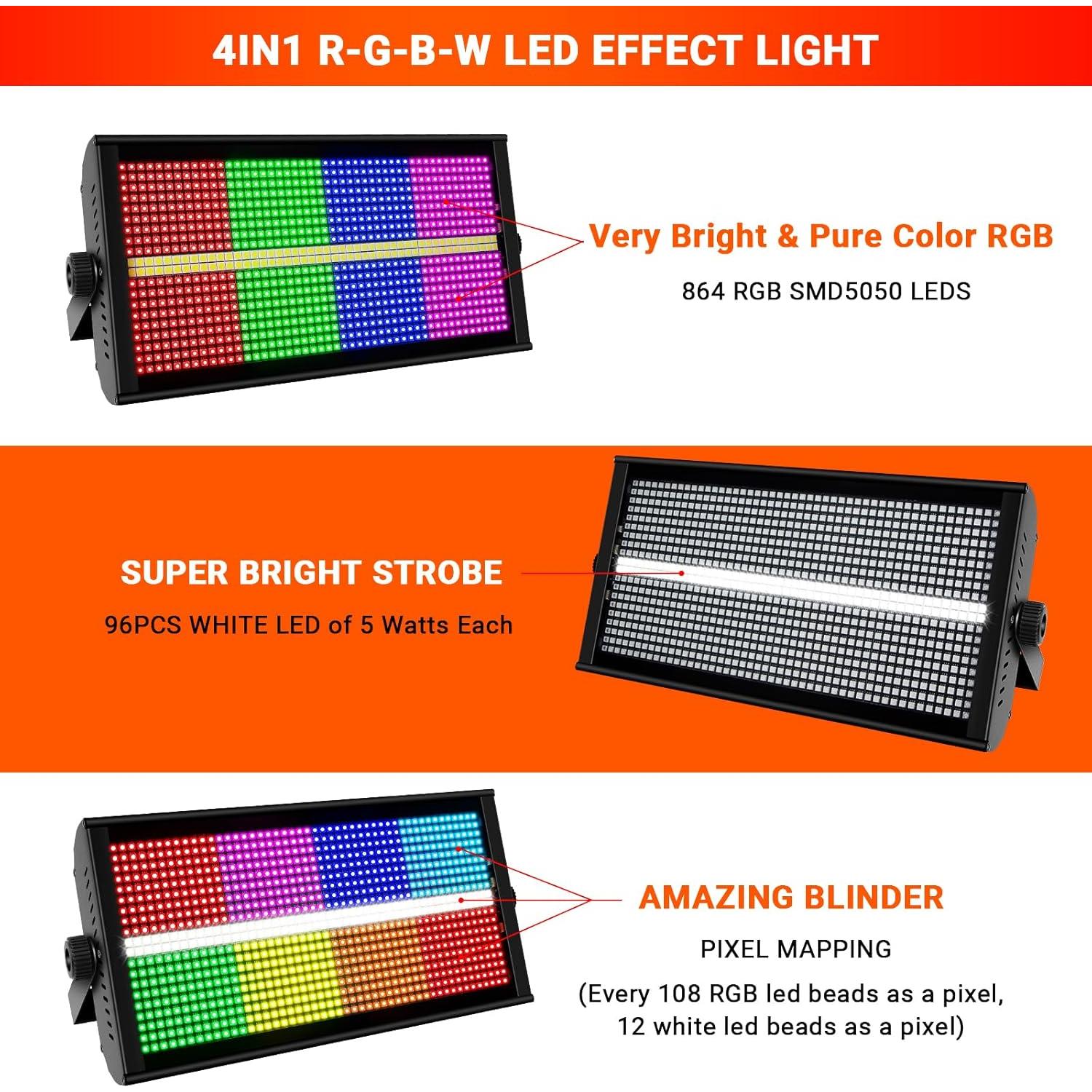 Luces Estroboscópicas LED LaluceNatz 500W 960 LEDs DMX