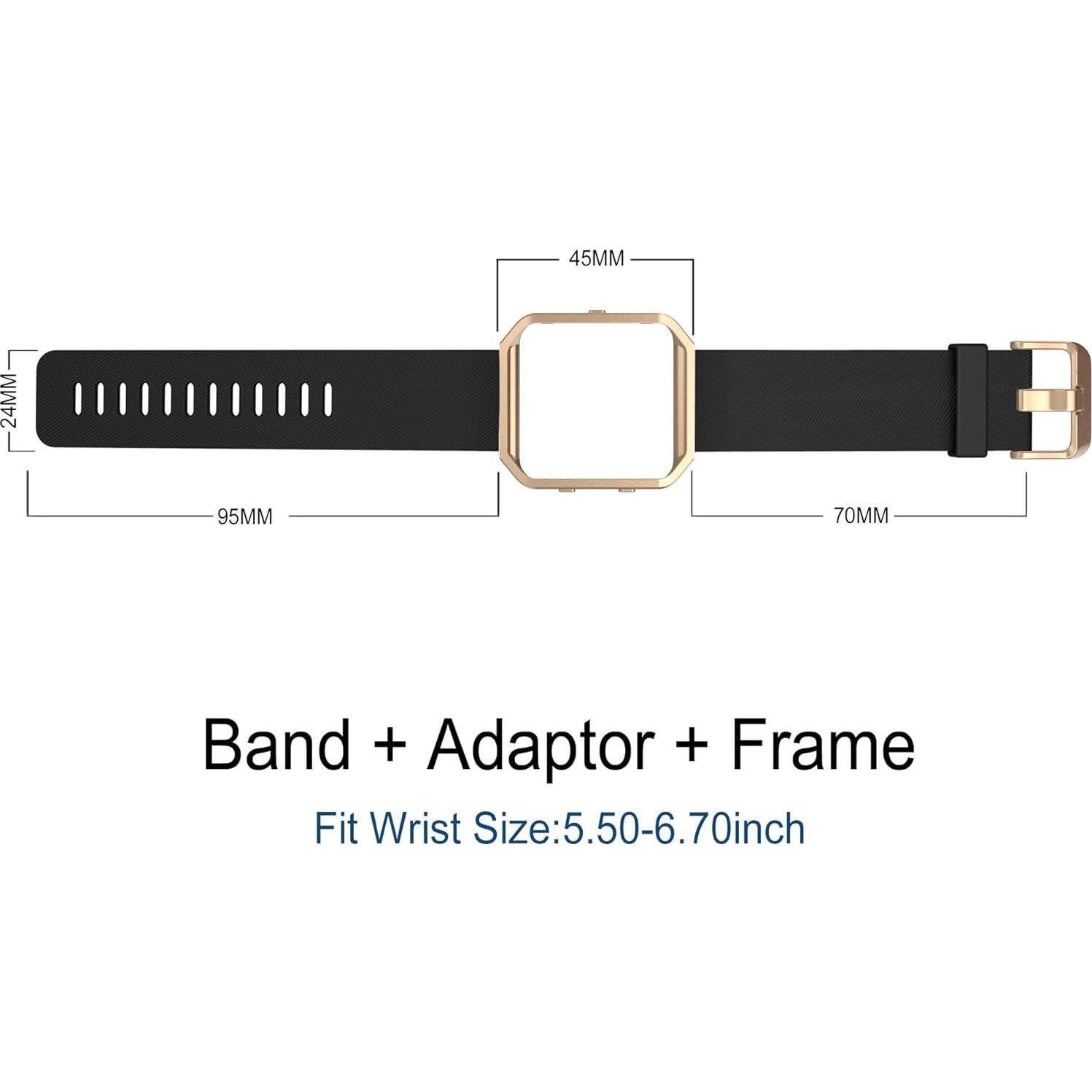 Banda Deportiva Simpeak para Fitbit Blaze - Silicona Negra con Marco Dorado Rosa