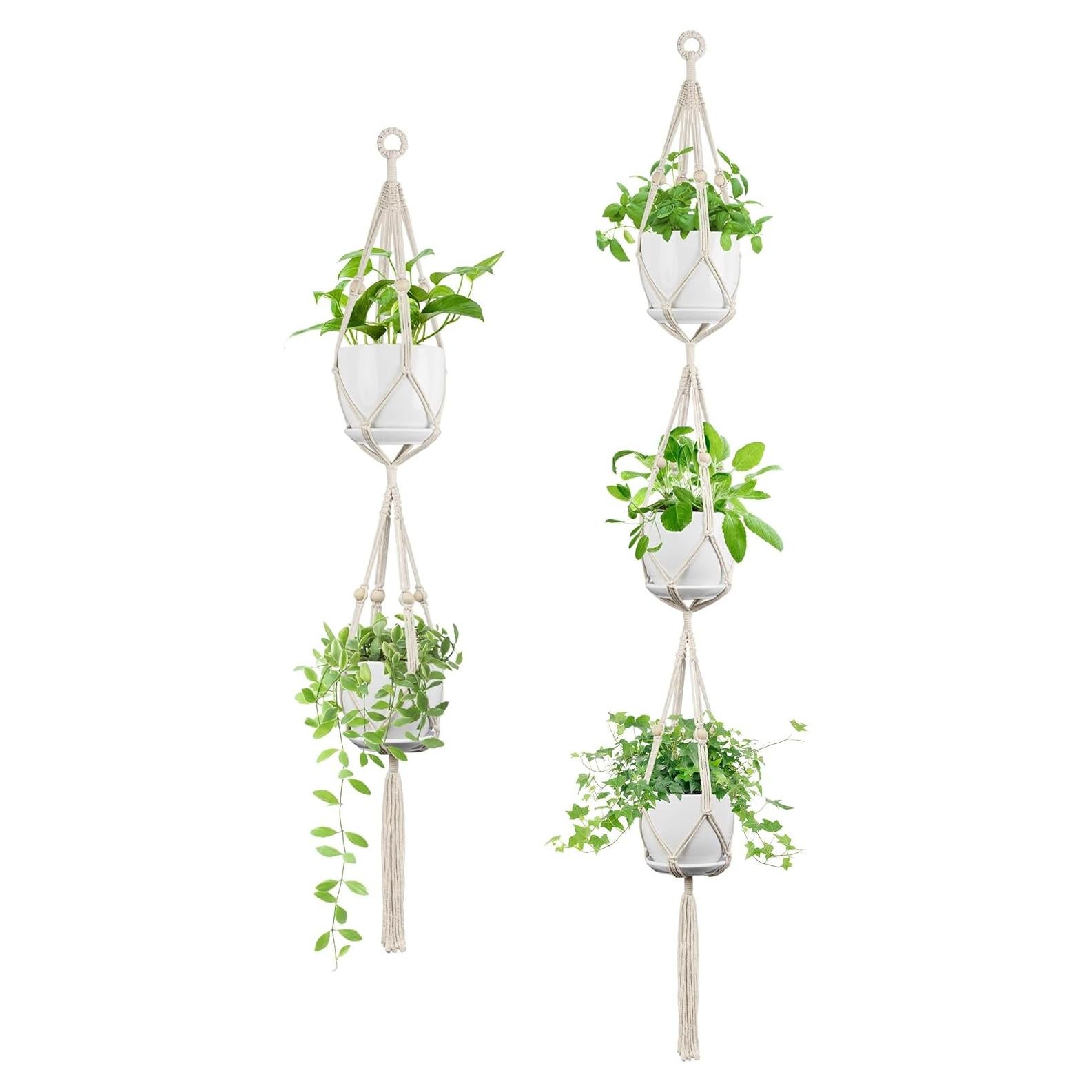 Colgador de Plantas de Macramé IDEEEPAN - Set de 2, 49 y 72 cm