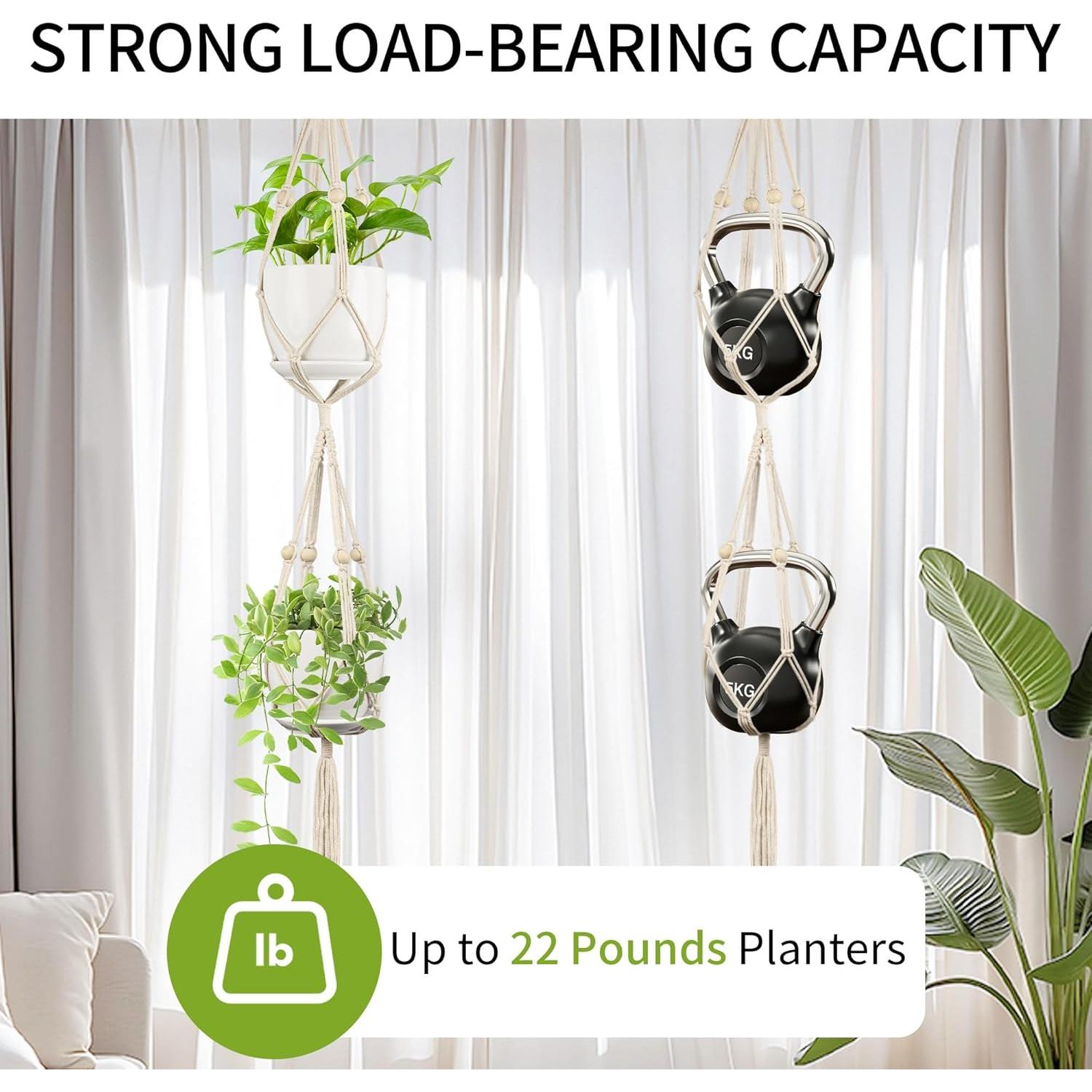 Colgador de Plantas de Macramé IDEEEPAN - Set de 2, 49 y 72 cm