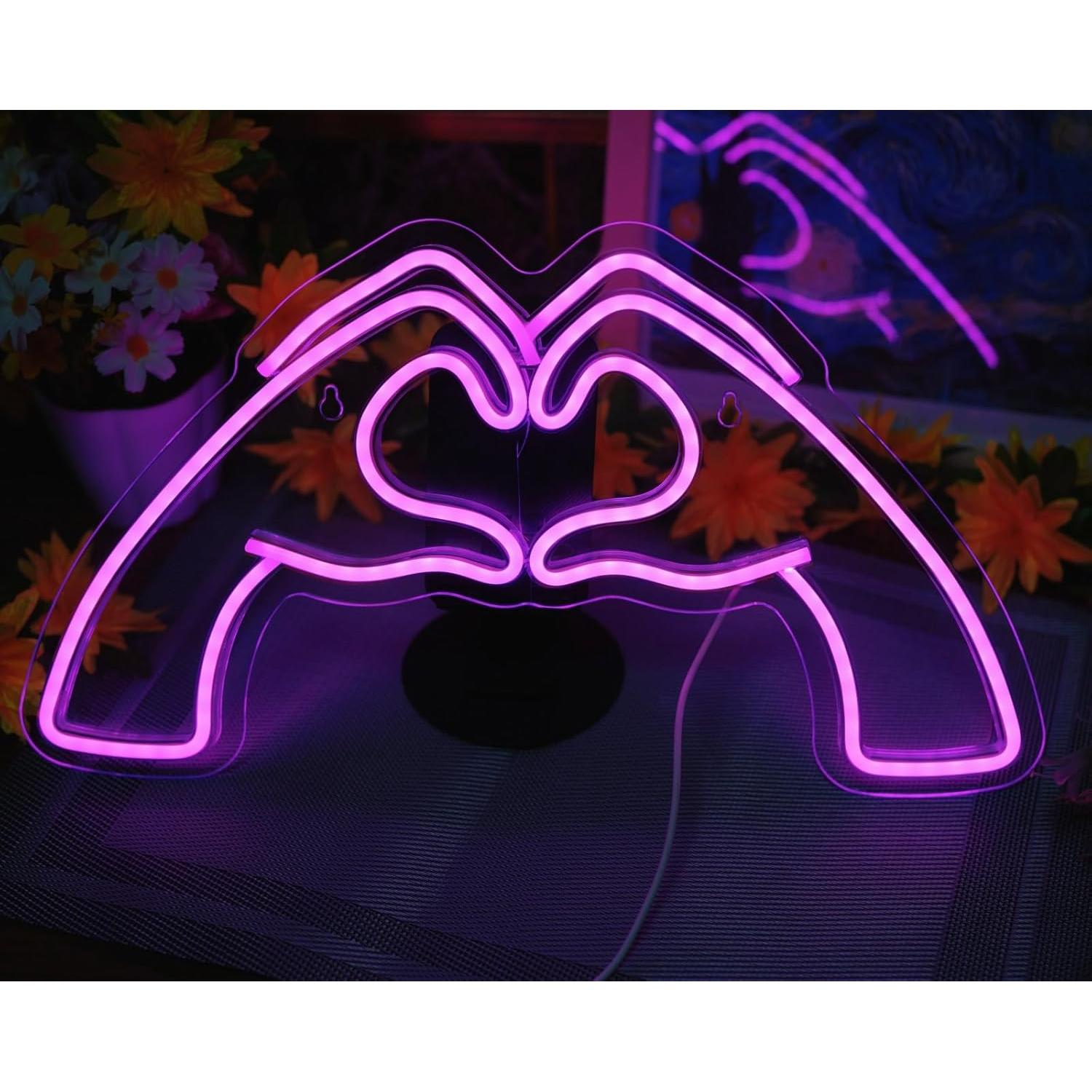 Luz Neon Corazón Rosa ZWEITEC 40x28cm USB Decorativa