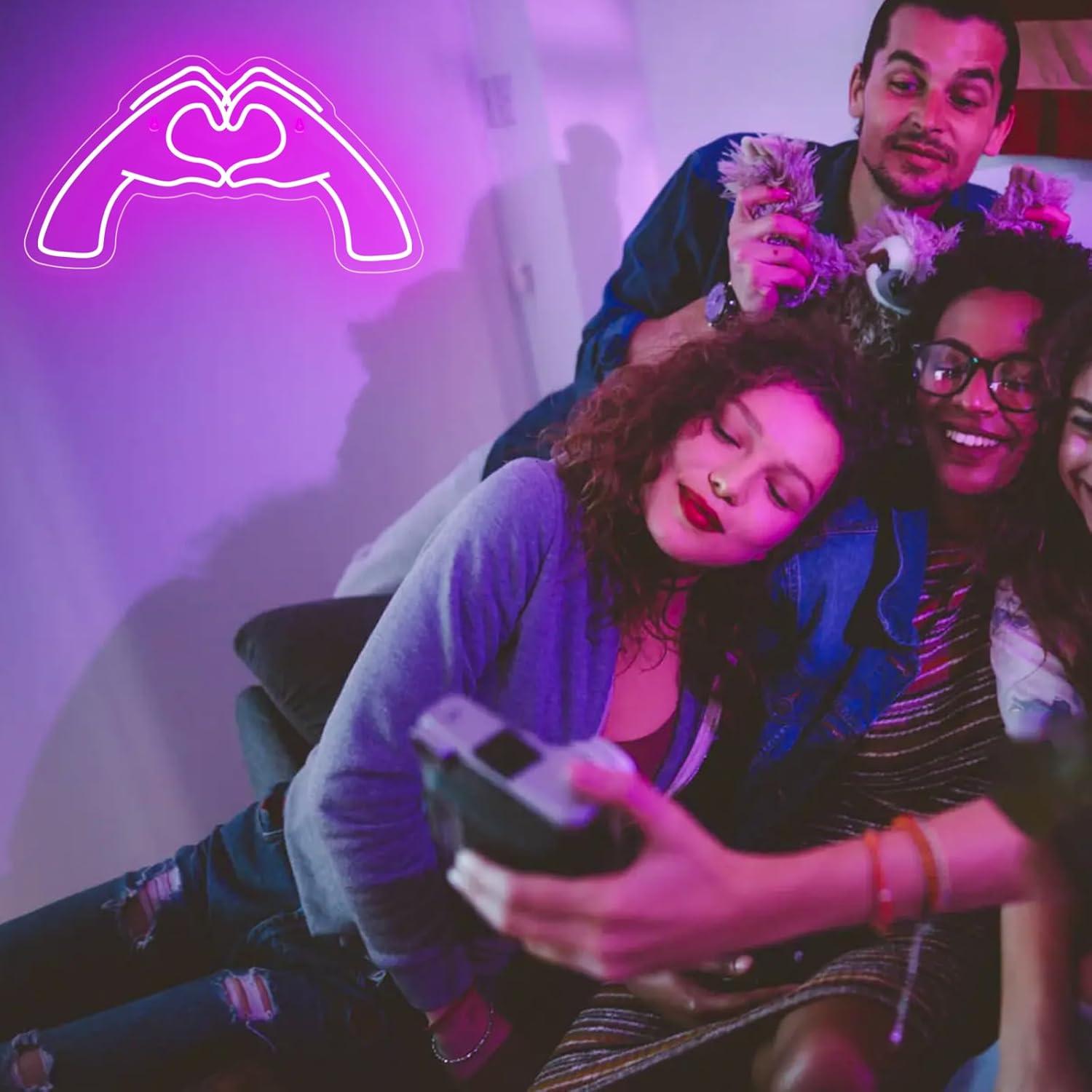 Luz Neon Corazón Rosa ZWEITEC 40x28cm USB Decorativa