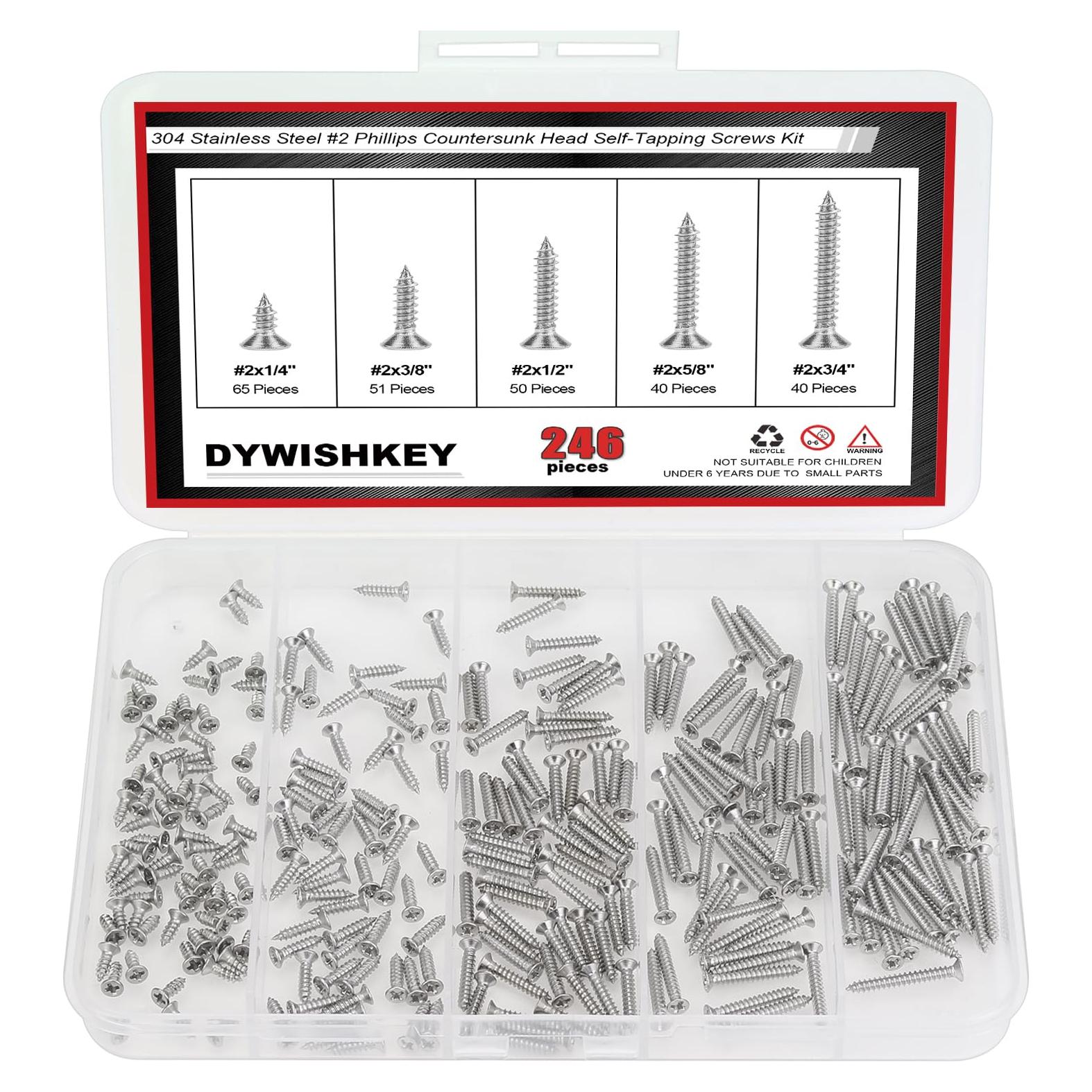 Kit de Tornillos Autoperforantes DYWISHKEY 246 Piezas #2