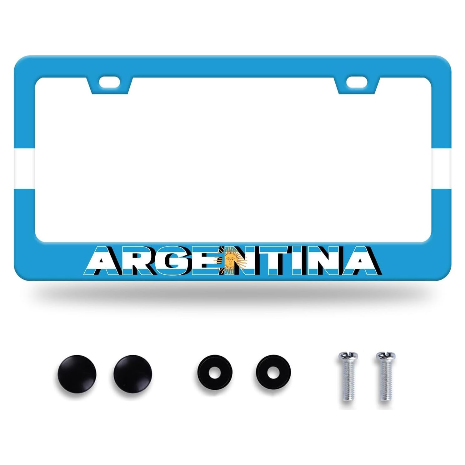 Marco de Placa de Licencia GORSNKYE Acero Inoxidable Bandera Argentina 31.2x16cm
