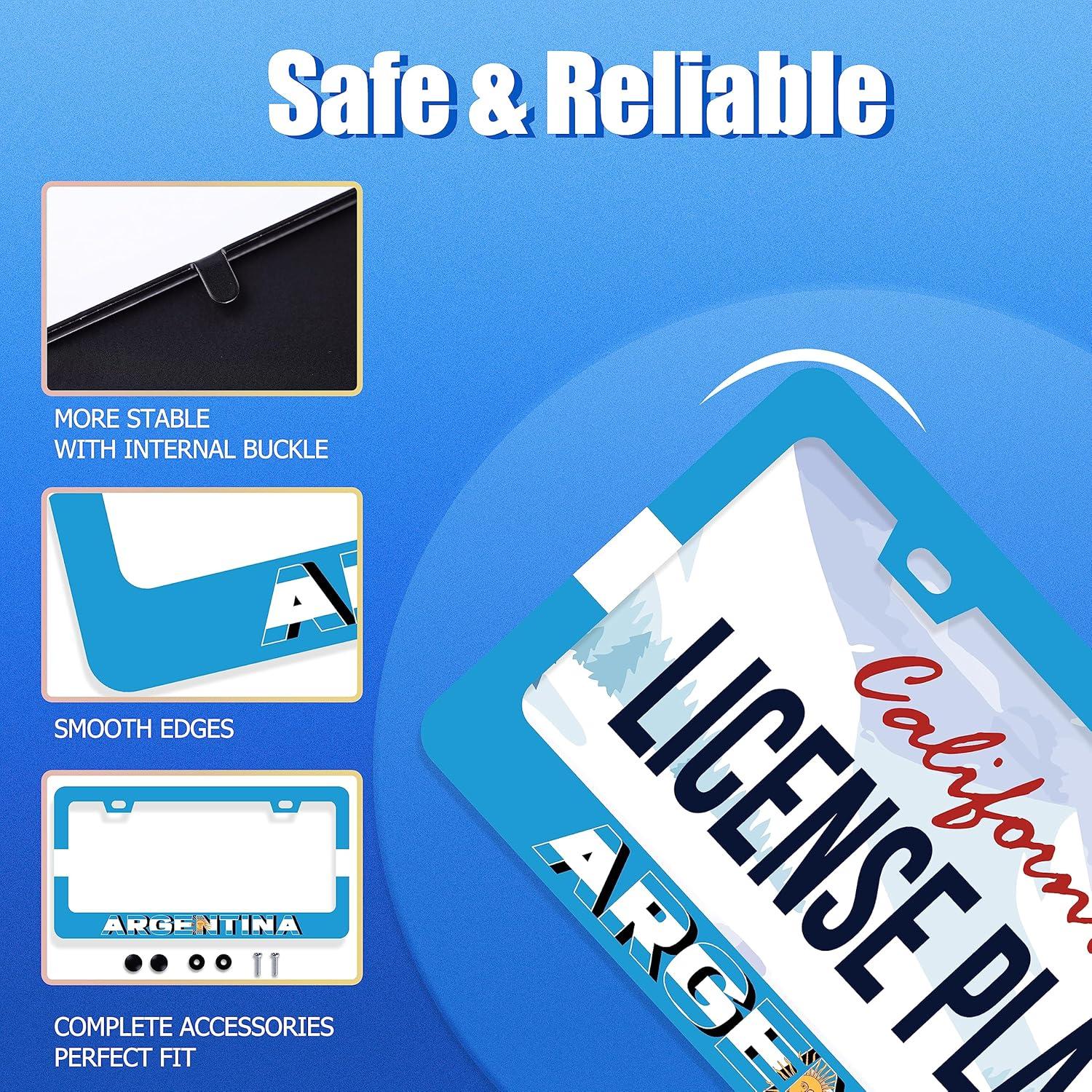 Marco de Placa de Licencia GORSNKYE Acero Inoxidable Bandera Argentina 31.2x16cm