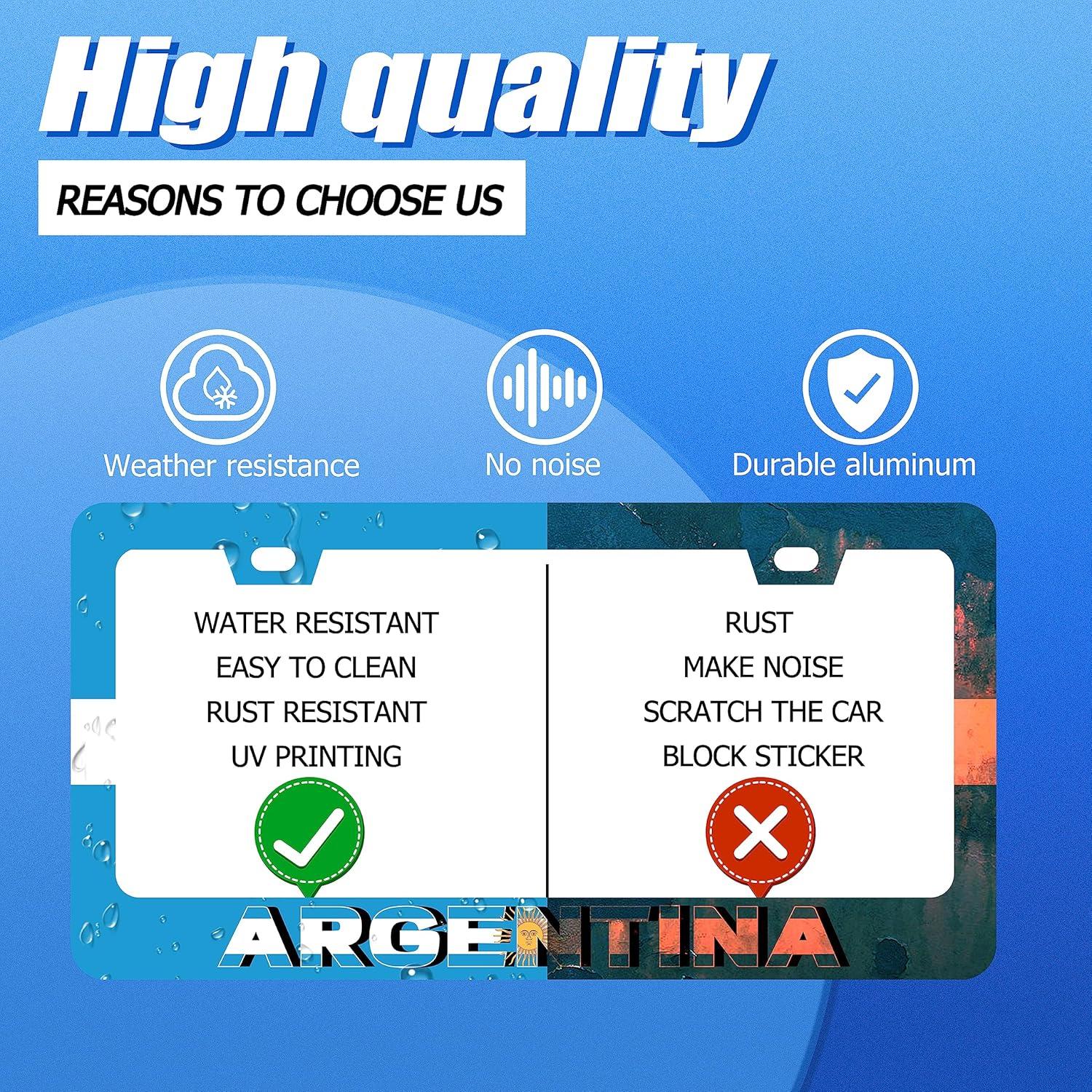 Marco de Placa de Licencia GORSNKYE Acero Inoxidable Bandera Argentina 31.2x16cm