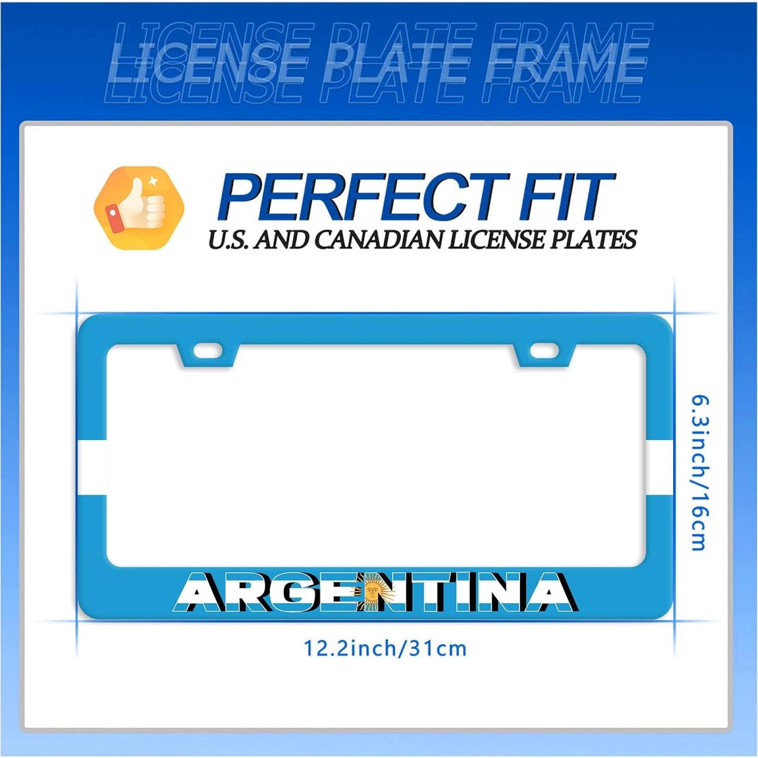 Marco de Placa de Licencia GORSNKYE Acero Inoxidable Bandera Argentina 31.2x16cm