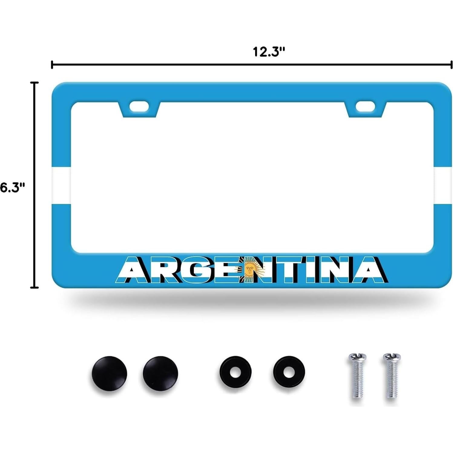 Marco de Placa de Licencia GORSNKYE Acero Inoxidable Bandera Argentina 31.2x16cm