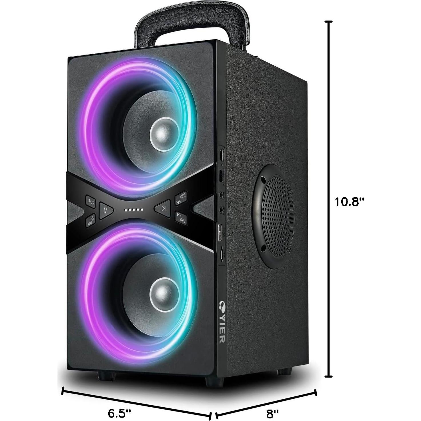 Altavoz Bluetooth YIER TWS Portátil 80W Subwoofer 10.16cm