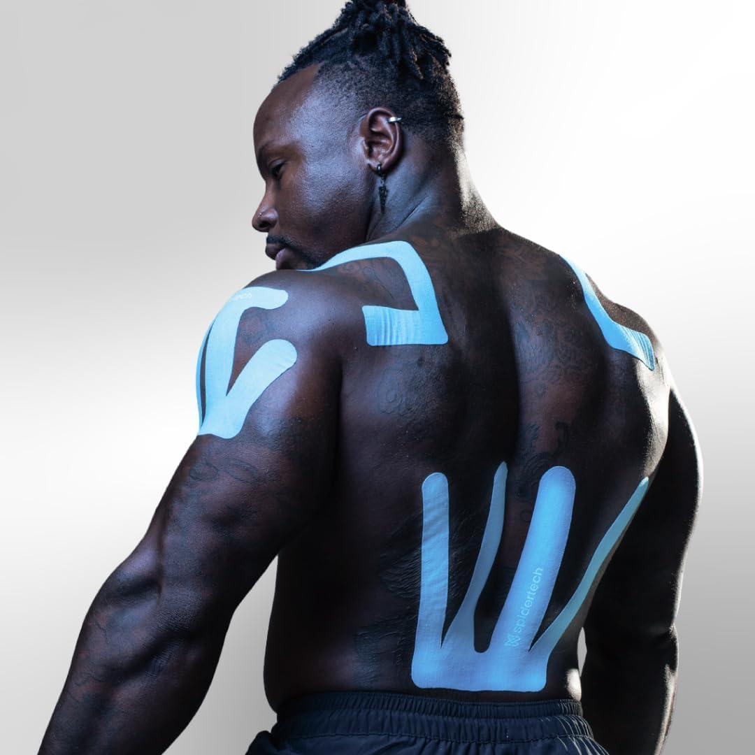 Cinta de Kinesiología Spidertech Pre-Cortada para Espalda Baja - Alivio del Dolor (Paquete de 4)