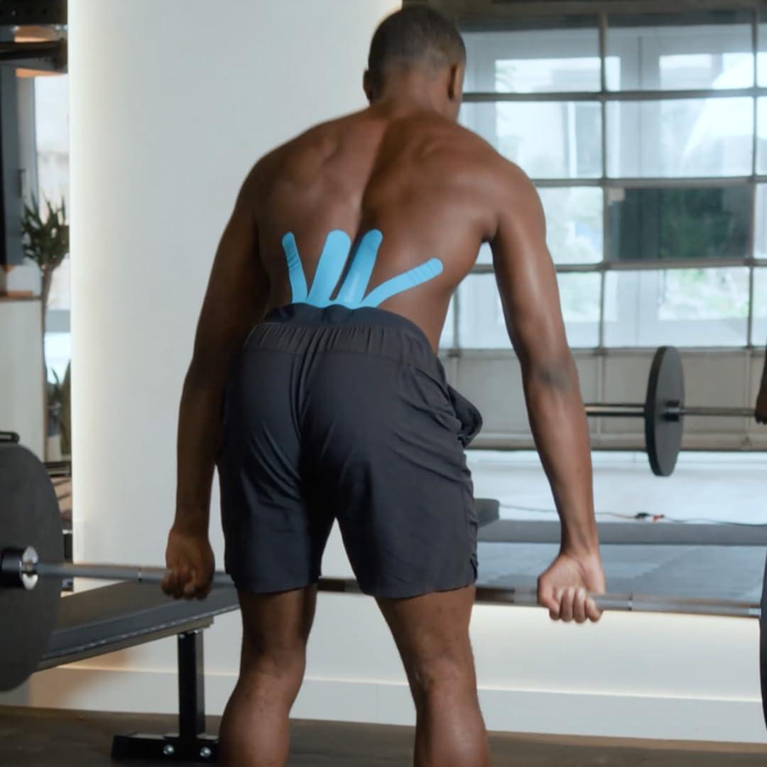 Cinta de Kinesiología Spidertech Pre-Cortada para Espalda Baja - Alivio del Dolor (Paquete de 4)