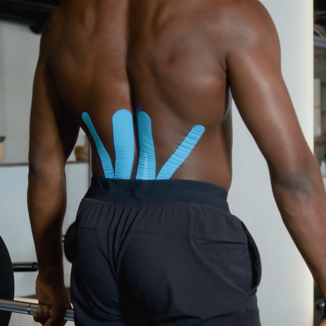 Cinta de Kinesiología Spidertech Pre-Cortada para Espalda Baja - Alivio del Dolor (Paquete de 4)