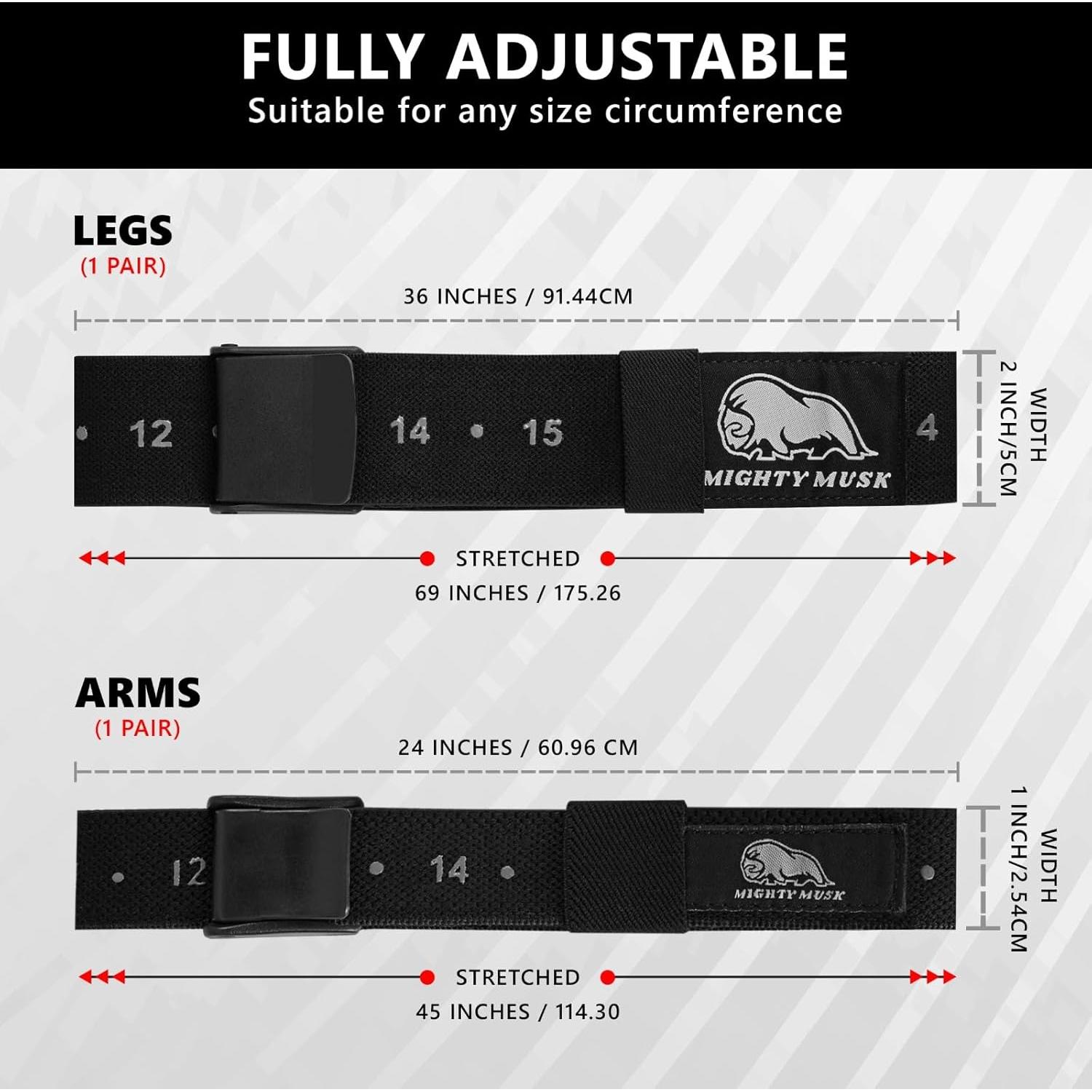 Bandas de Oclusión Mighty Musk - Paquete de 4 para Bíceps y Piernas