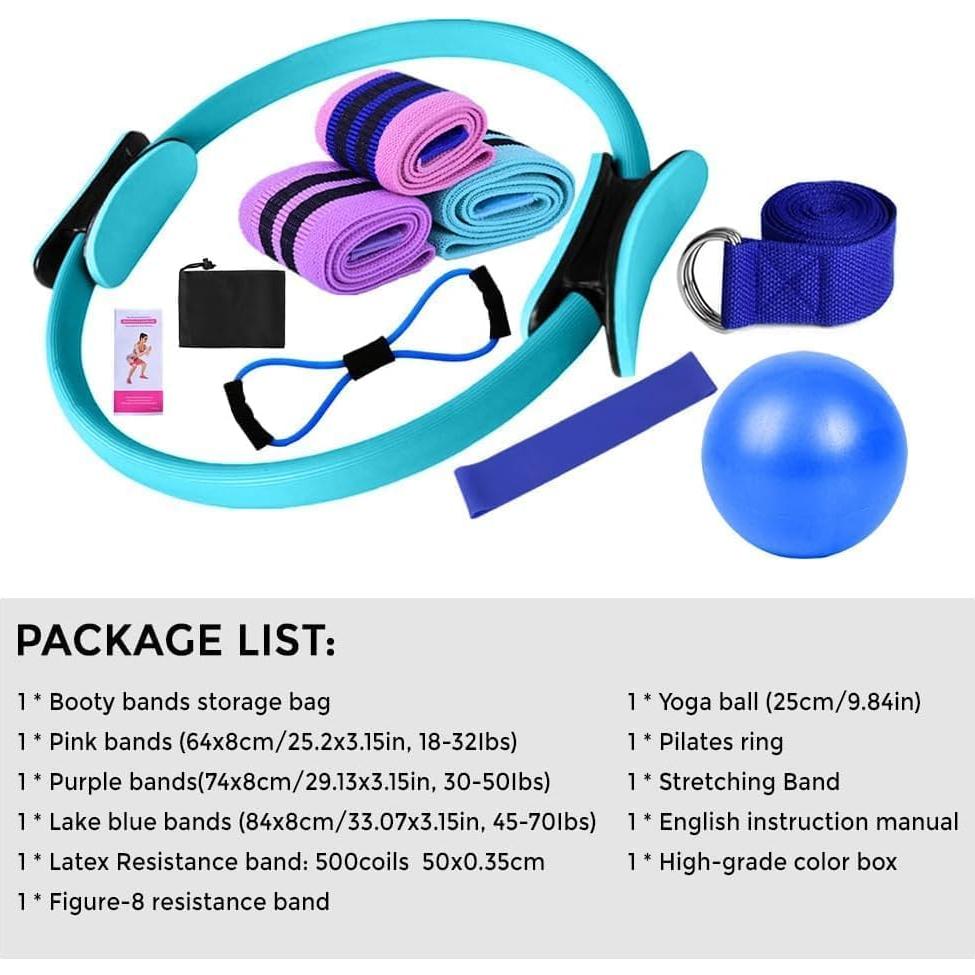 Kit de Pilates y Yoga Genérico 11 Piezas con Bandas de Resistencia