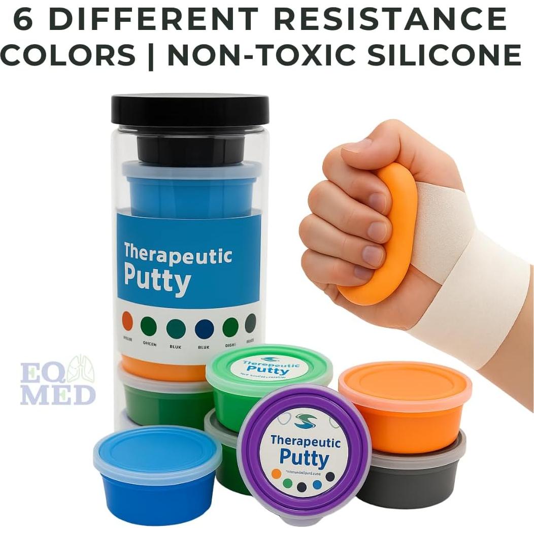 Juego de Masilla Terapéutica EQMED, 6 Niveles de Resistencia