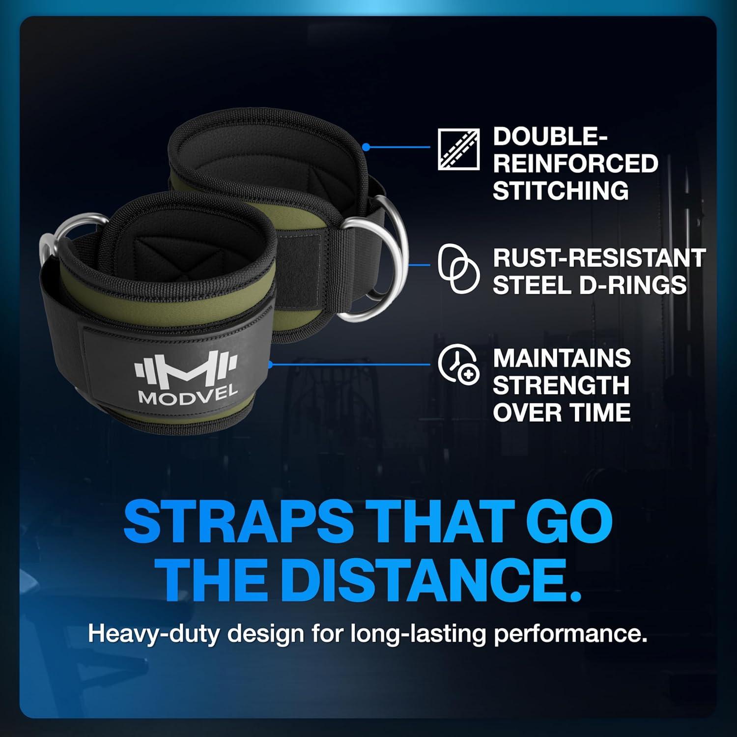 Correa de Tobillo Ajustable Modvel para Máquinas de Cable - Verde Negro