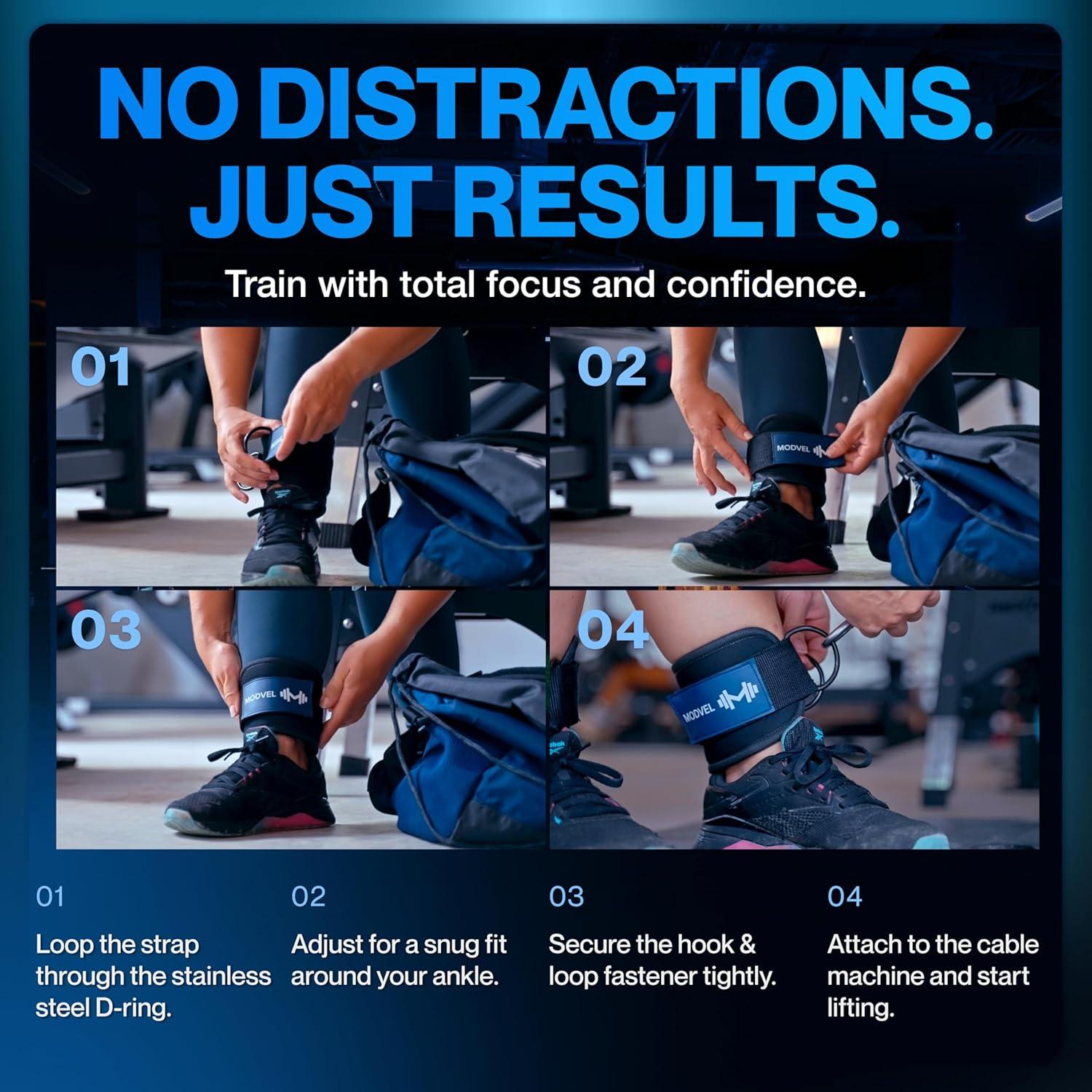 Correa de Tobillo Ajustable Modvel para Máquinas de Cable - Verde Negro