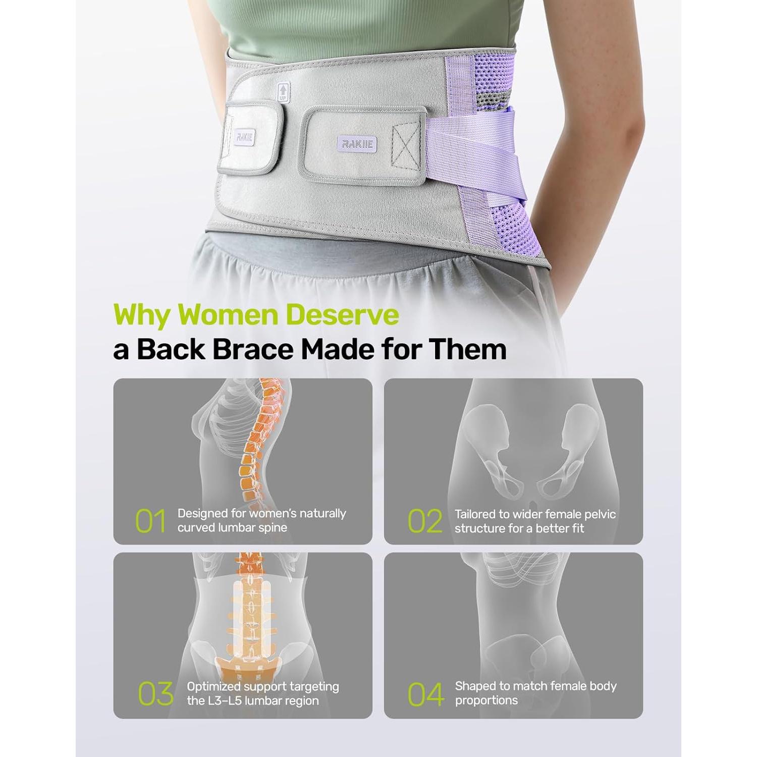 Faja de Soporte Lumbar Rakiie para Mujeres Talla M Púrpura