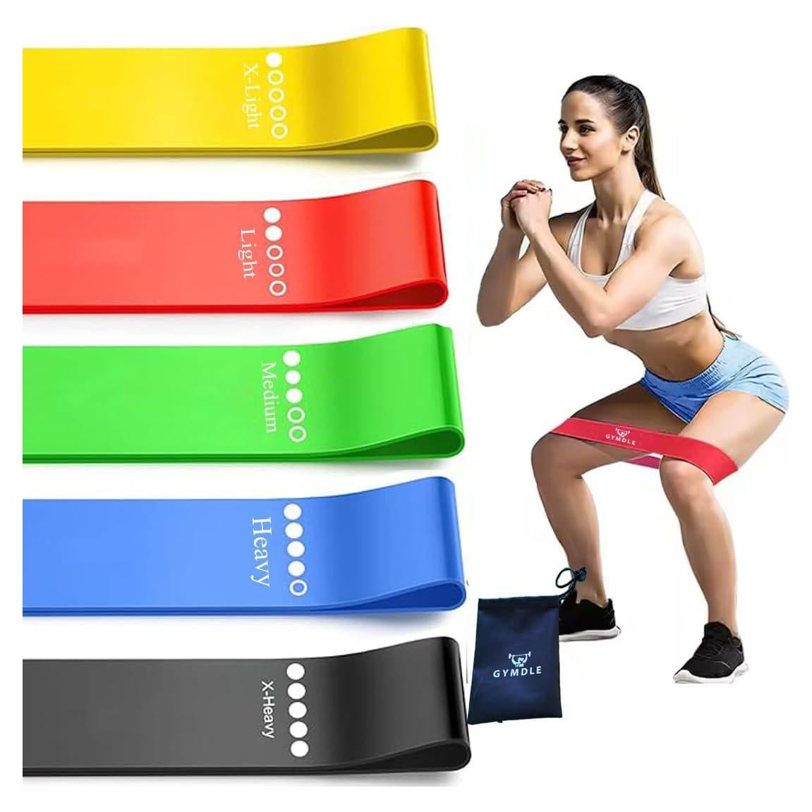 Set de 5 Bandas de Resistencia GYMDLE para Ejercicio y Fitness