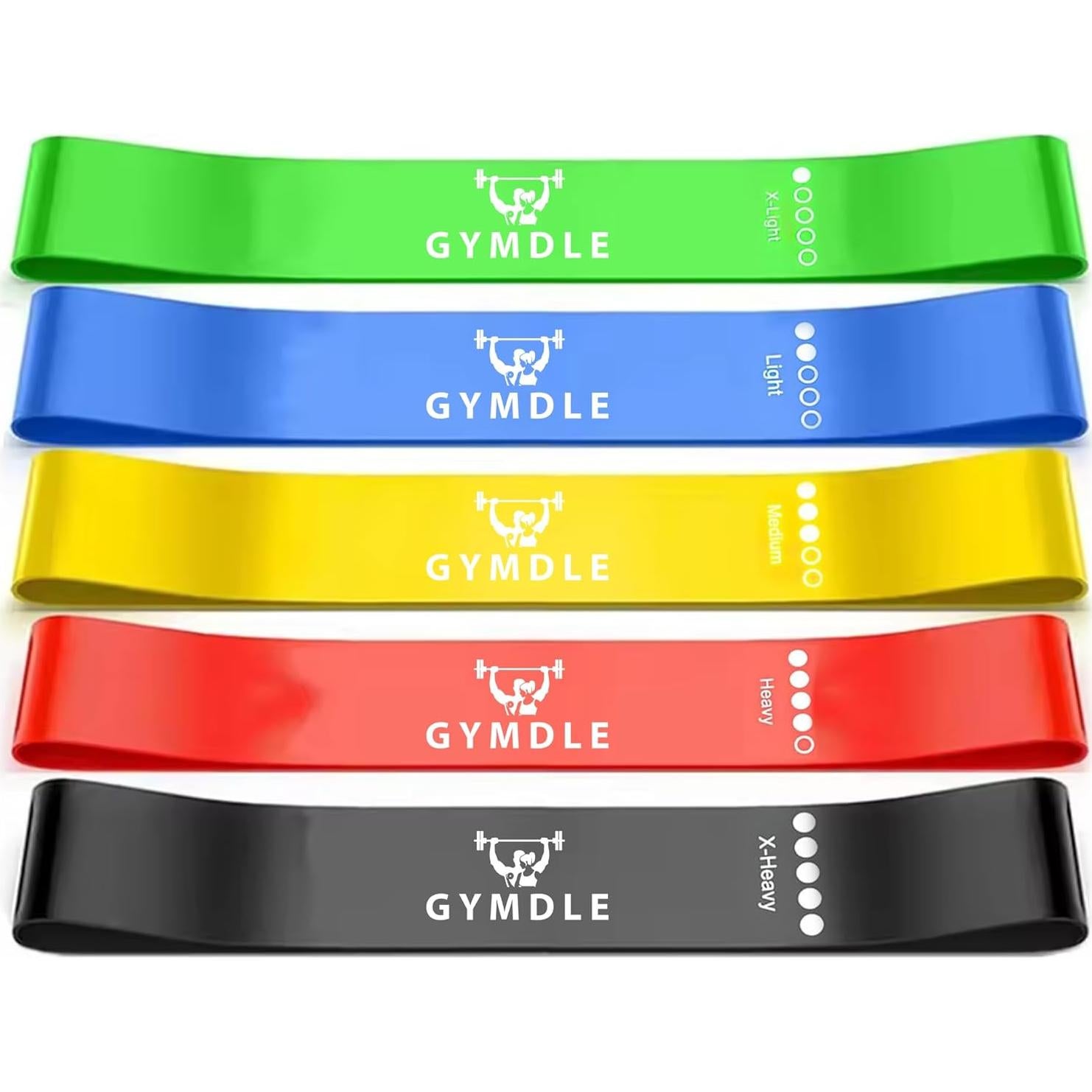 Set de 5 Bandas de Resistencia GYMDLE para Ejercicio y Fitness