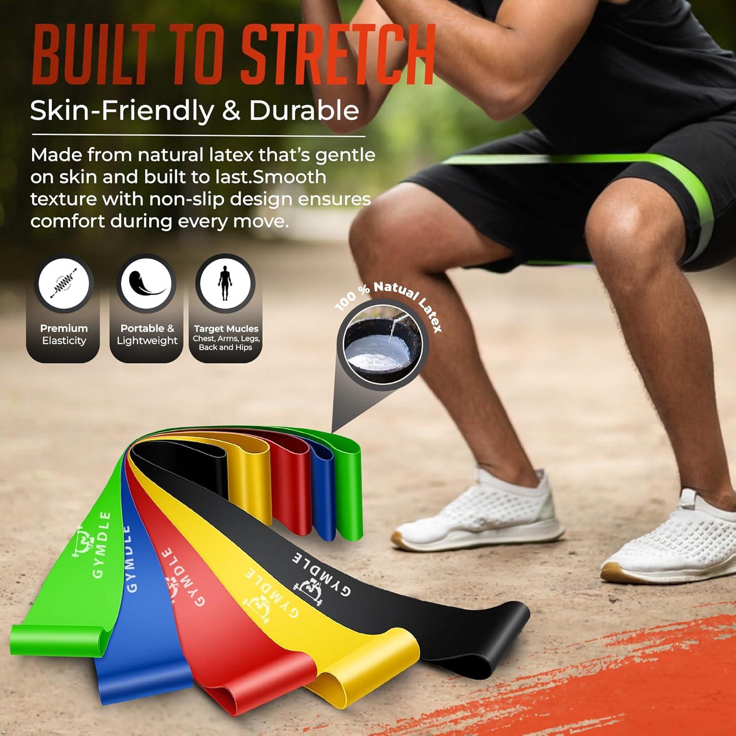 Set de 5 Bandas de Resistencia GYMDLE para Ejercicio y Fitness