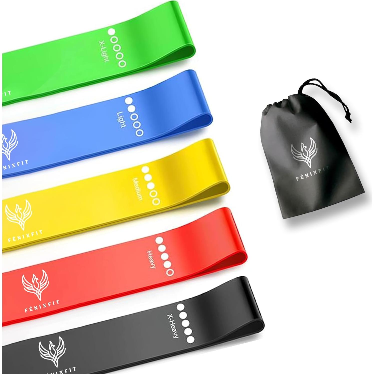Set de 5 Bandas Elásticas de Resistencia FÉNIXFIT 100% Láttex