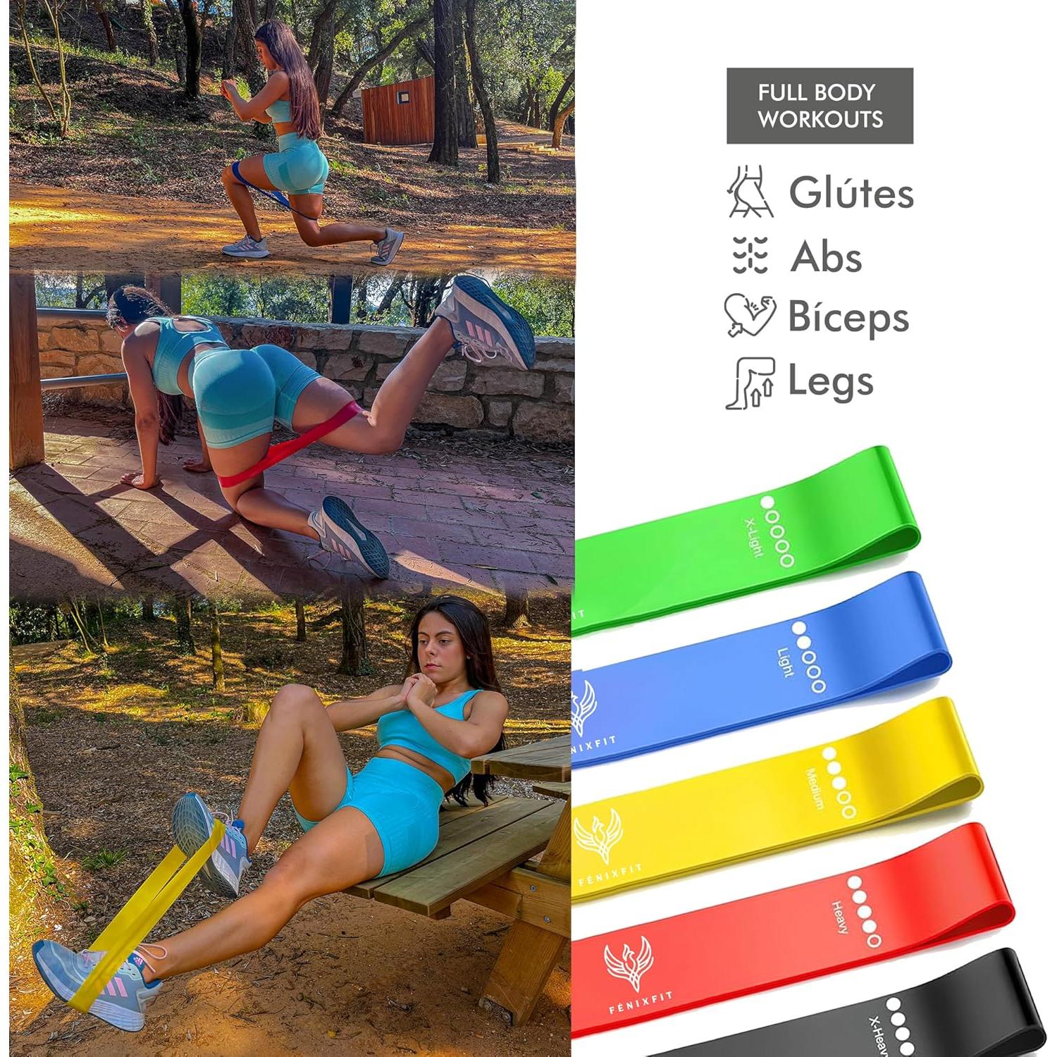 Set de 5 Bandas Elásticas de Resistencia FÉNIXFIT 100% Láttex