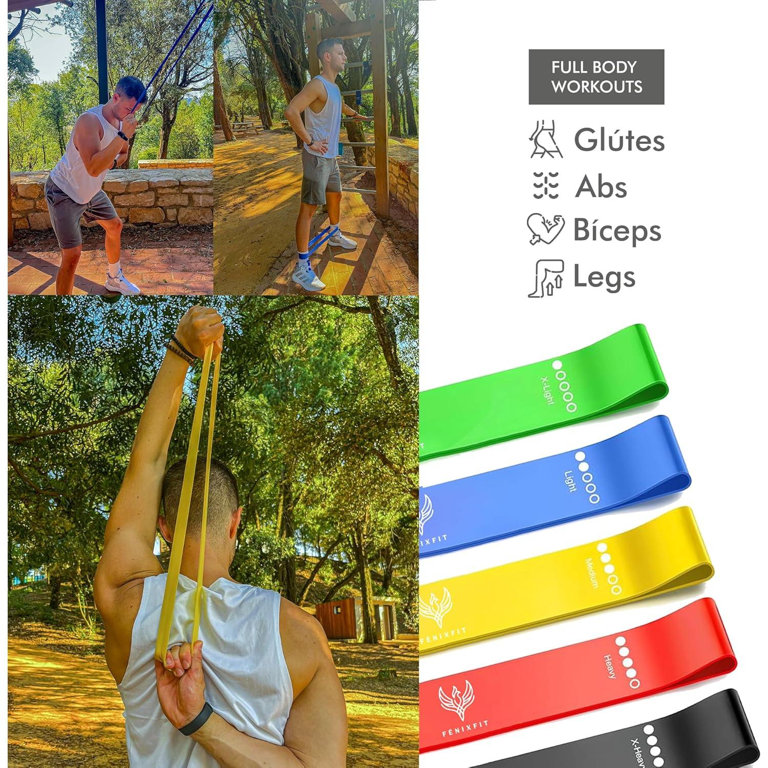 Set de 5 Bandas Elásticas de Resistencia FÉNIXFIT 100% Láttex