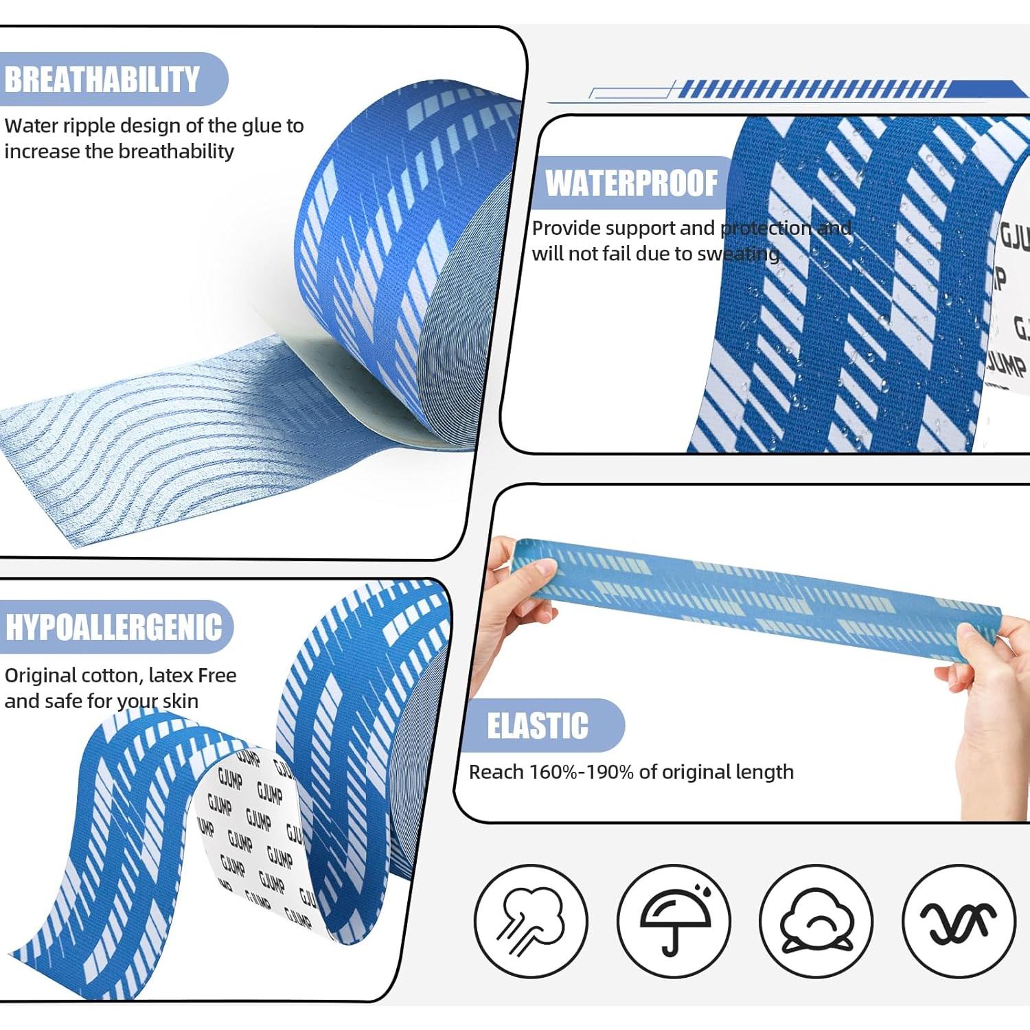 Cinta de Kinesiología GJUMP 5cm x 4.88m Hipoalergénica Azul