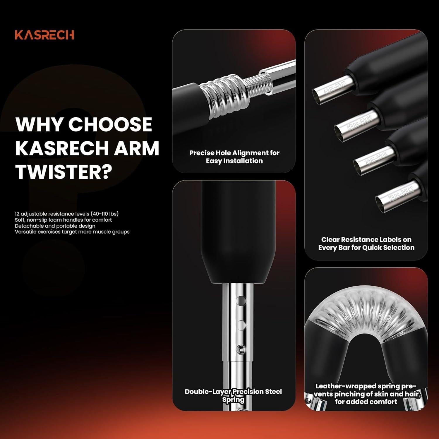 Entrenador de Brazo Giratorio Kasrech - 12 Niveles Resistencia 18-50 kg