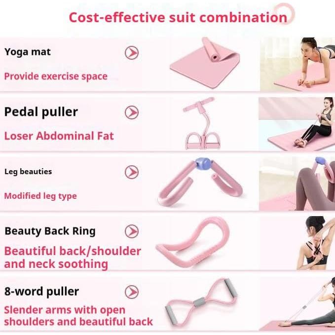 Equipo de Fitness KOMBABE 4 Tubos y 8 Anillos Rosa