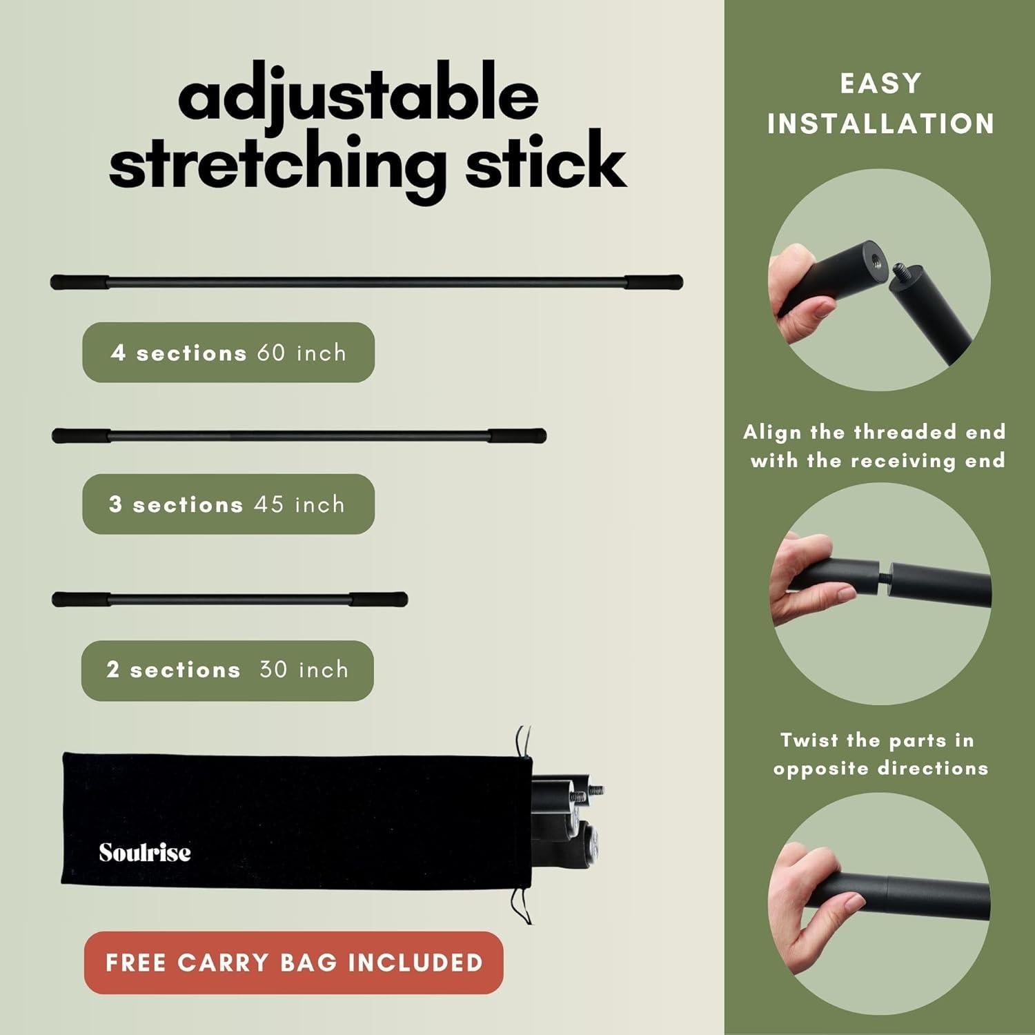 Bastón de Yoga Soulrise Ajustable 1.52m para Estiramiento