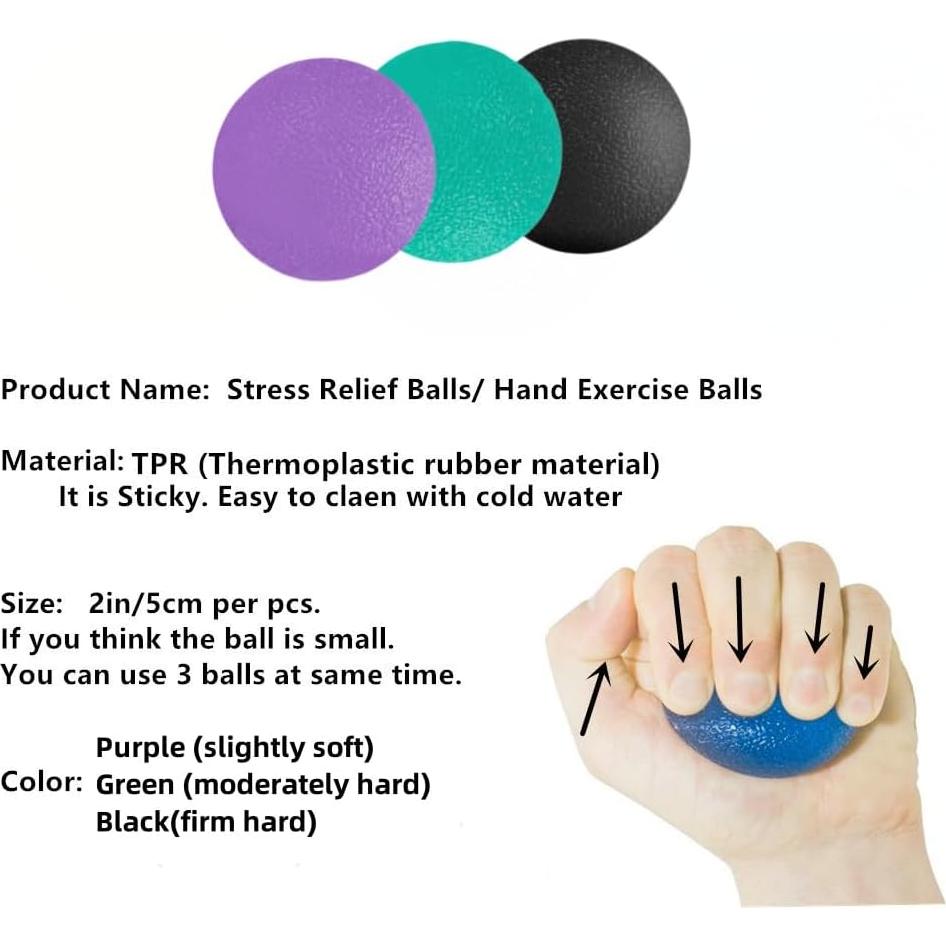 3 Pelotas Antiestrés FMELAH con 3 Niveles de Resistencia