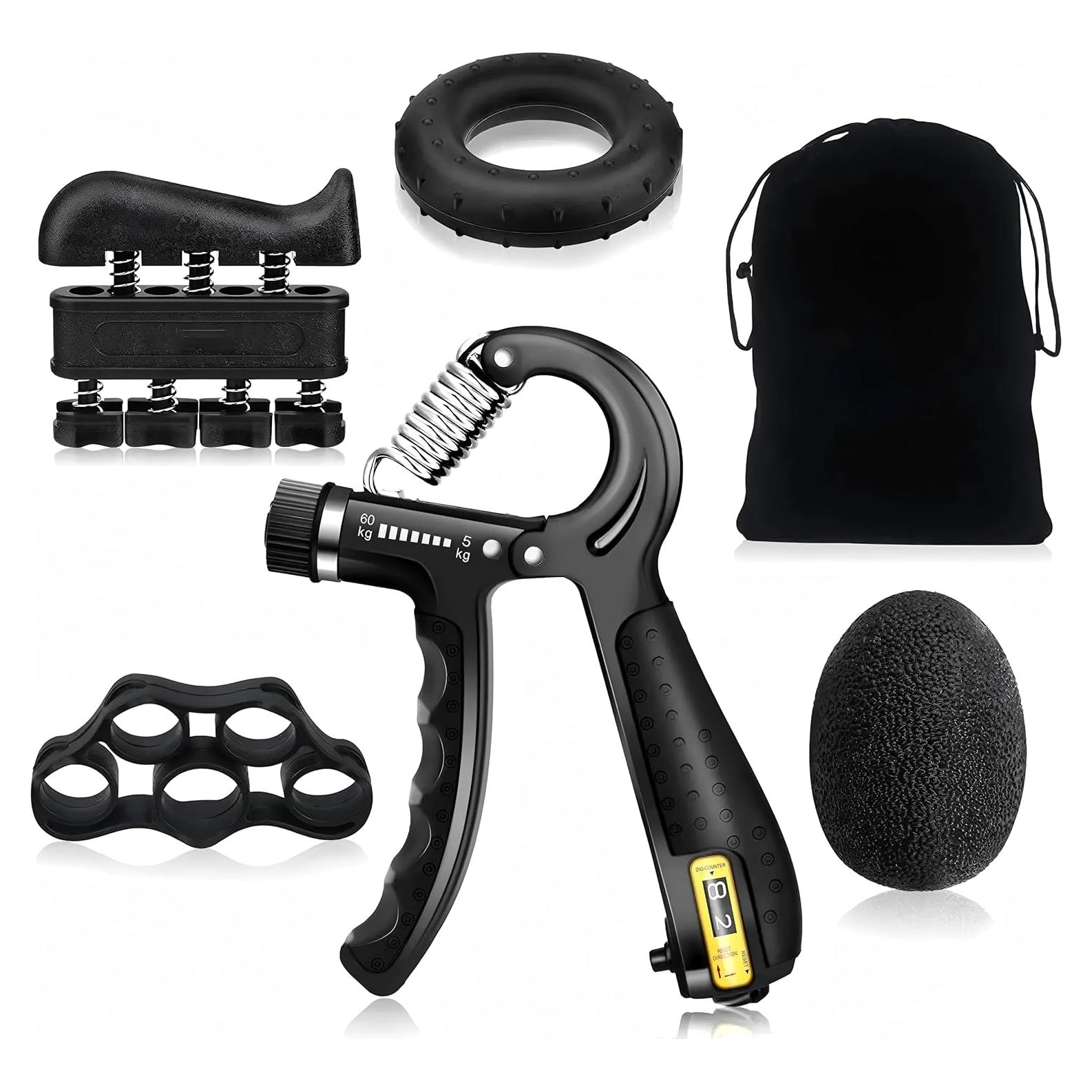 Kit de Entrenador de Fuerza de Agarre Eaykee - 5 Piezas con Contador