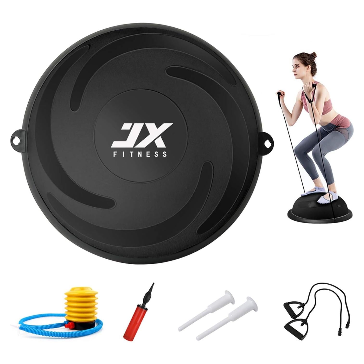 Bola de Equilibrio JX FITNESS 60cm con Bandas de Resistencia