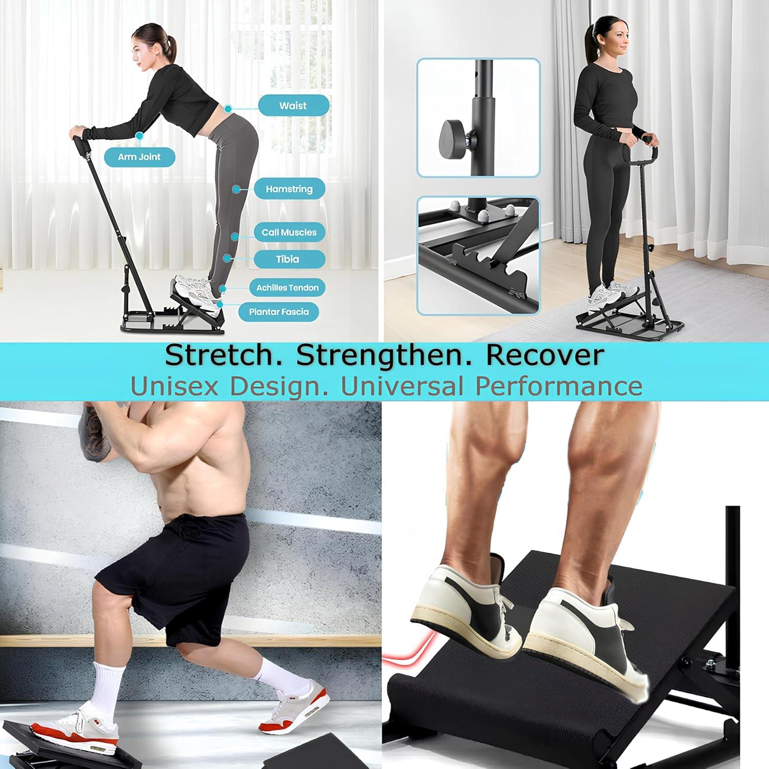 Adjustable Slant Board for Stretching, Physical Therapy, Rehabilitation Pilates, Yoga, Squats – Calf, Hamstring, Plantar Fasciitis, Achilles Tendonitis, Muscle Recovery & Full Body Home Exercise Tool