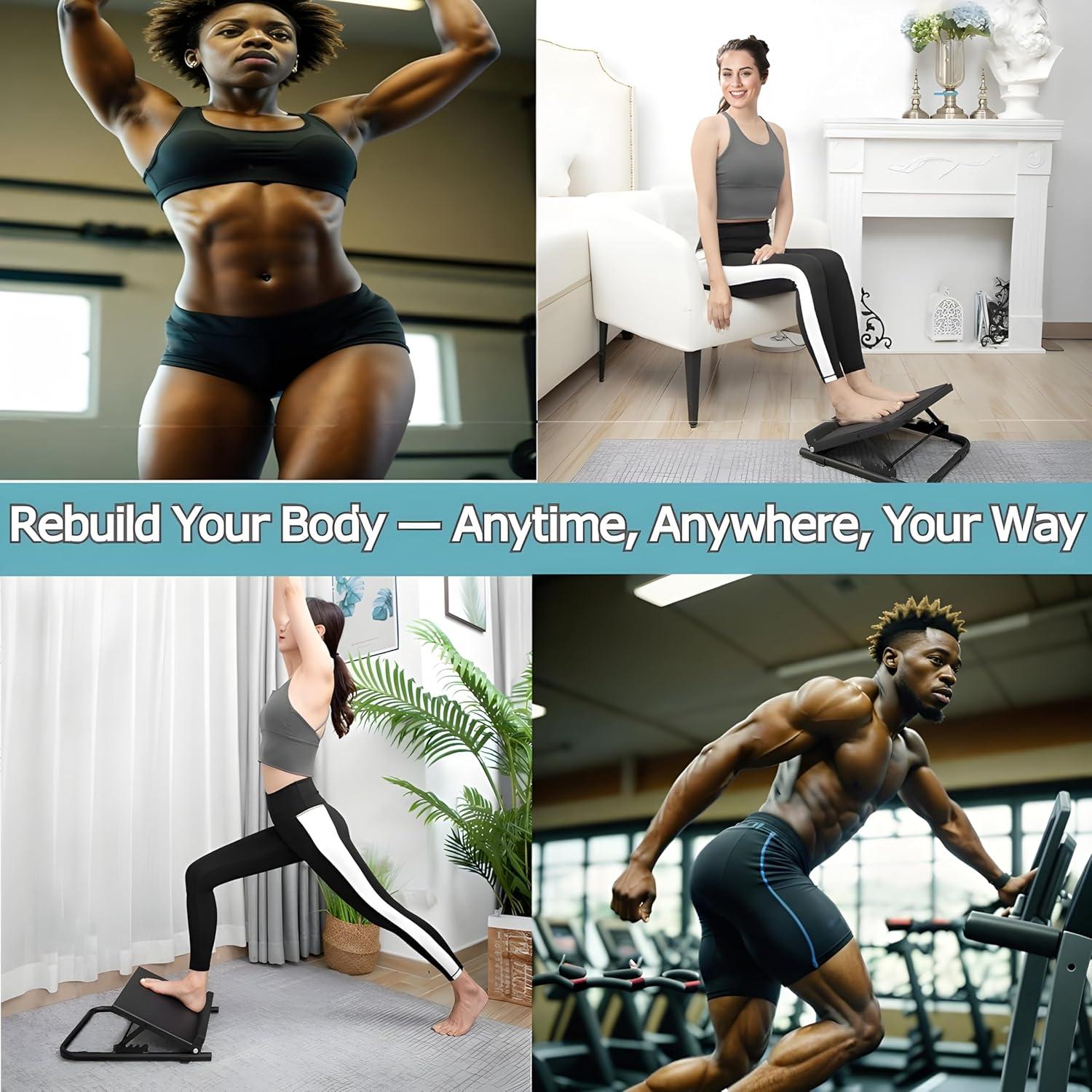 Adjustable Slant Board for Stretching, Physical Therapy, Rehabilitation Pilates, Yoga, Squats – Calf, Hamstring, Plantar Fasciitis, Achilles Tendonitis, Muscle Recovery & Full Body Home Exercise Tool