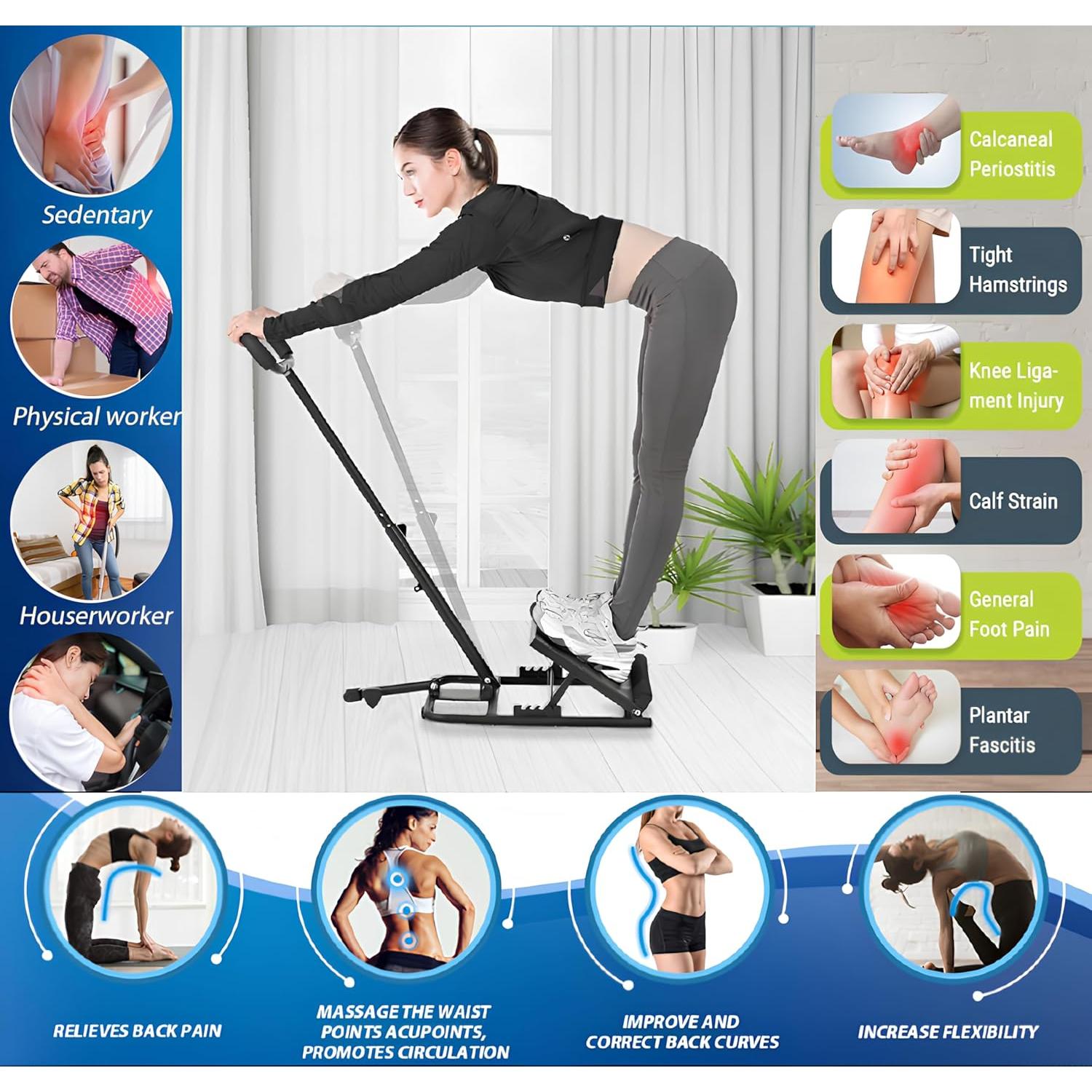 Adjustable Slant Board for Stretching, Physical Therapy, Rehabilitation Pilates, Yoga, Squats – Calf, Hamstring, Plantar Fasciitis, Achilles Tendonitis, Muscle Recovery & Full Body Home Exercise Tool