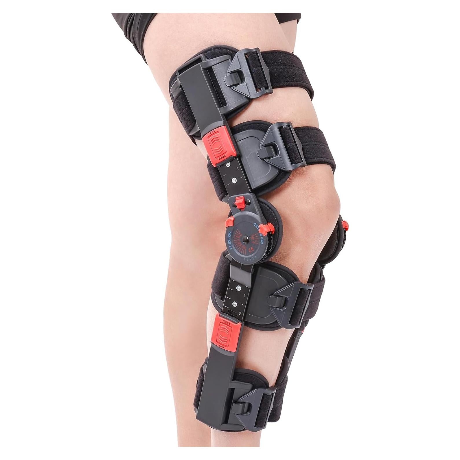 Férula de Rodilla ROM Cryxinty Ajustable con Bisagras - Rojo