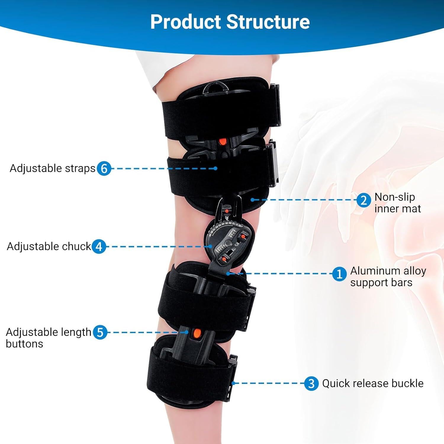 Férula de Rodilla ROM FocuBoody Ajustable para Rehabilitación