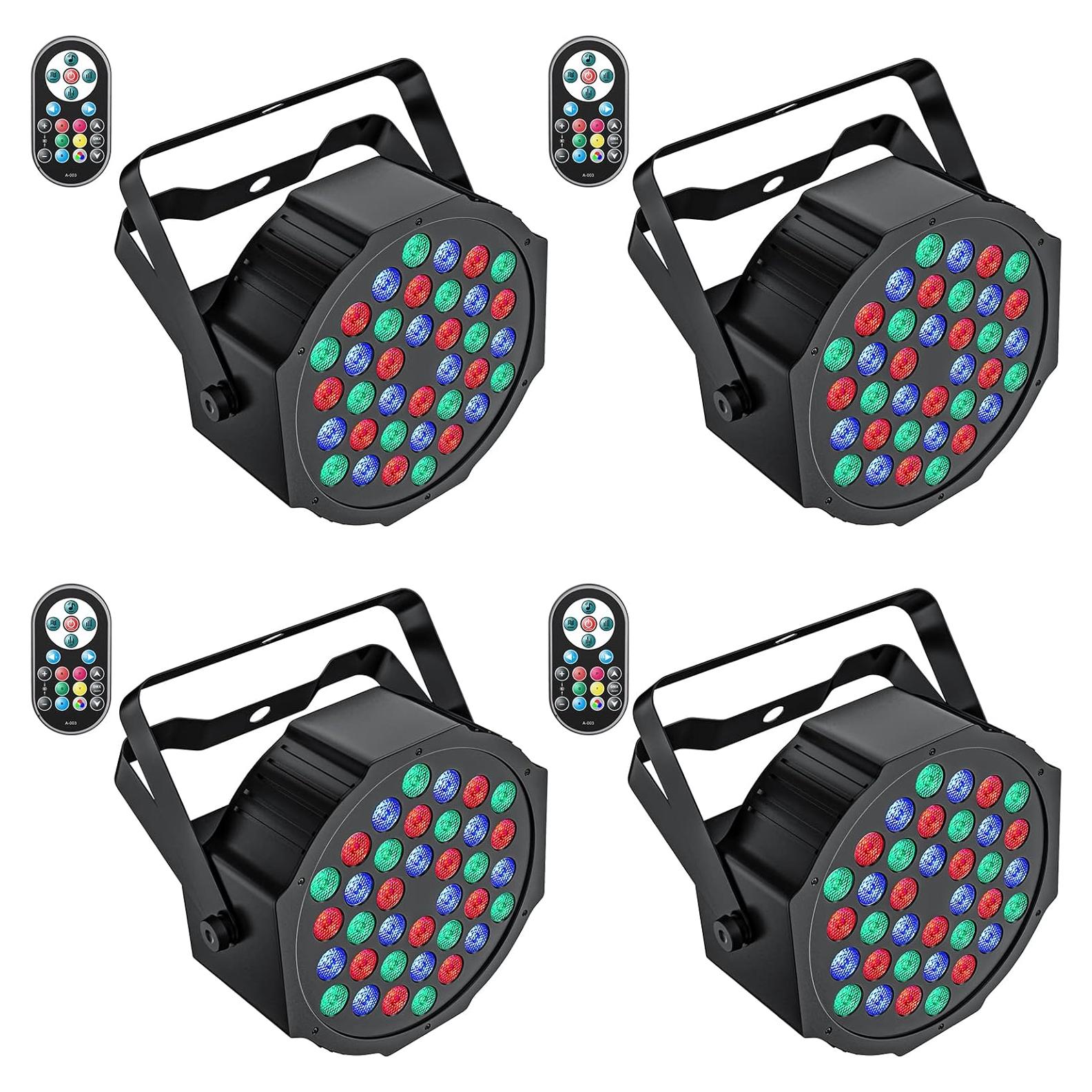 Luces de escenario LED U`King 36W RGB 4 paquetes DMX